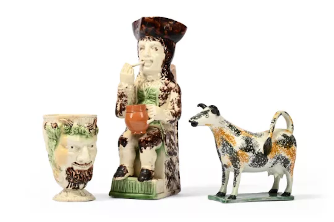 A STAFFORDSHIRE PEARLWARE TOBY JUG OF RALPH WOOD TYPE, LAST QUARTER