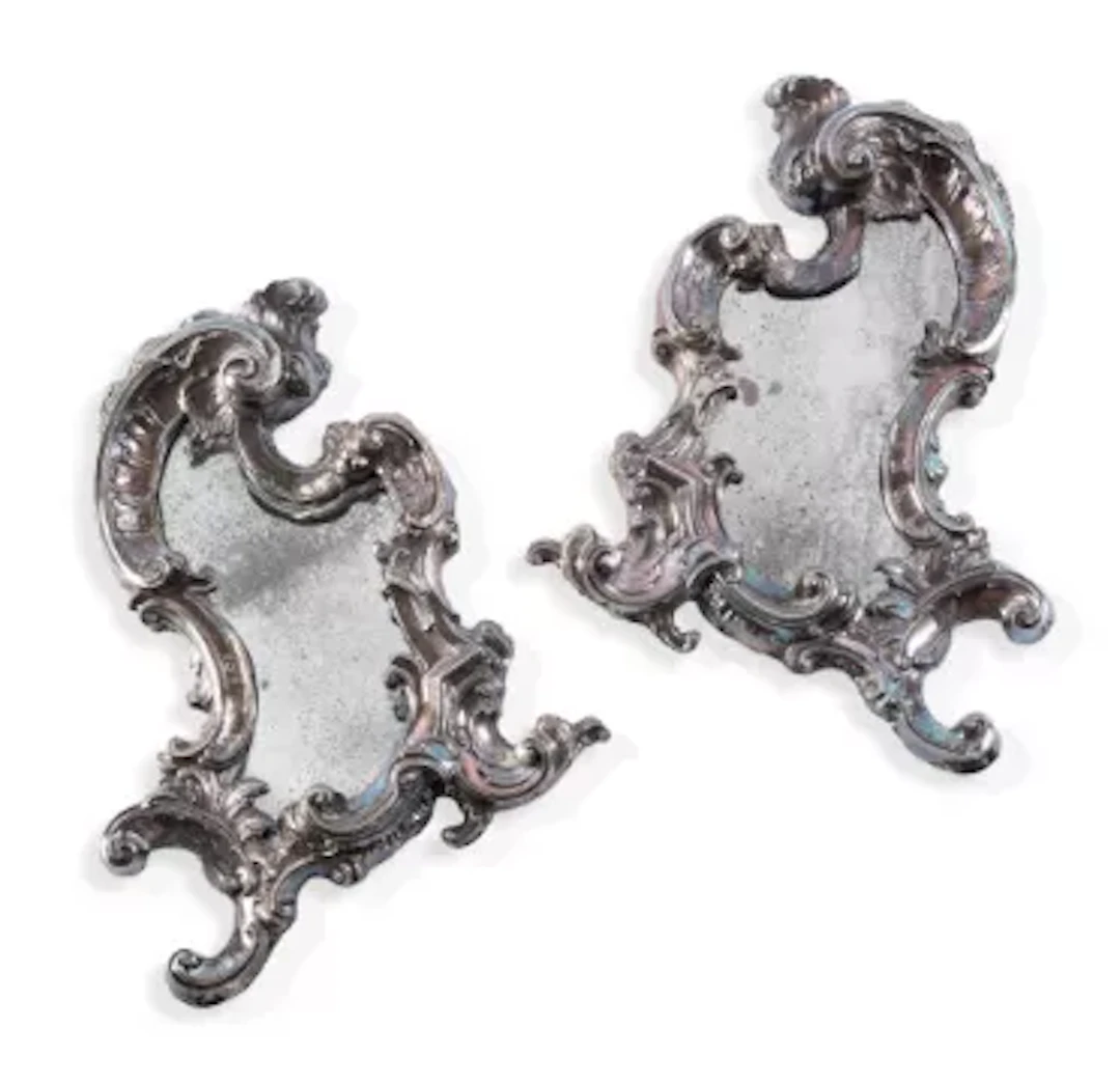 A PAIR OF SILVER-MOUNTED WALL MIRRORS, ITALY, MID 18TH CENTURY