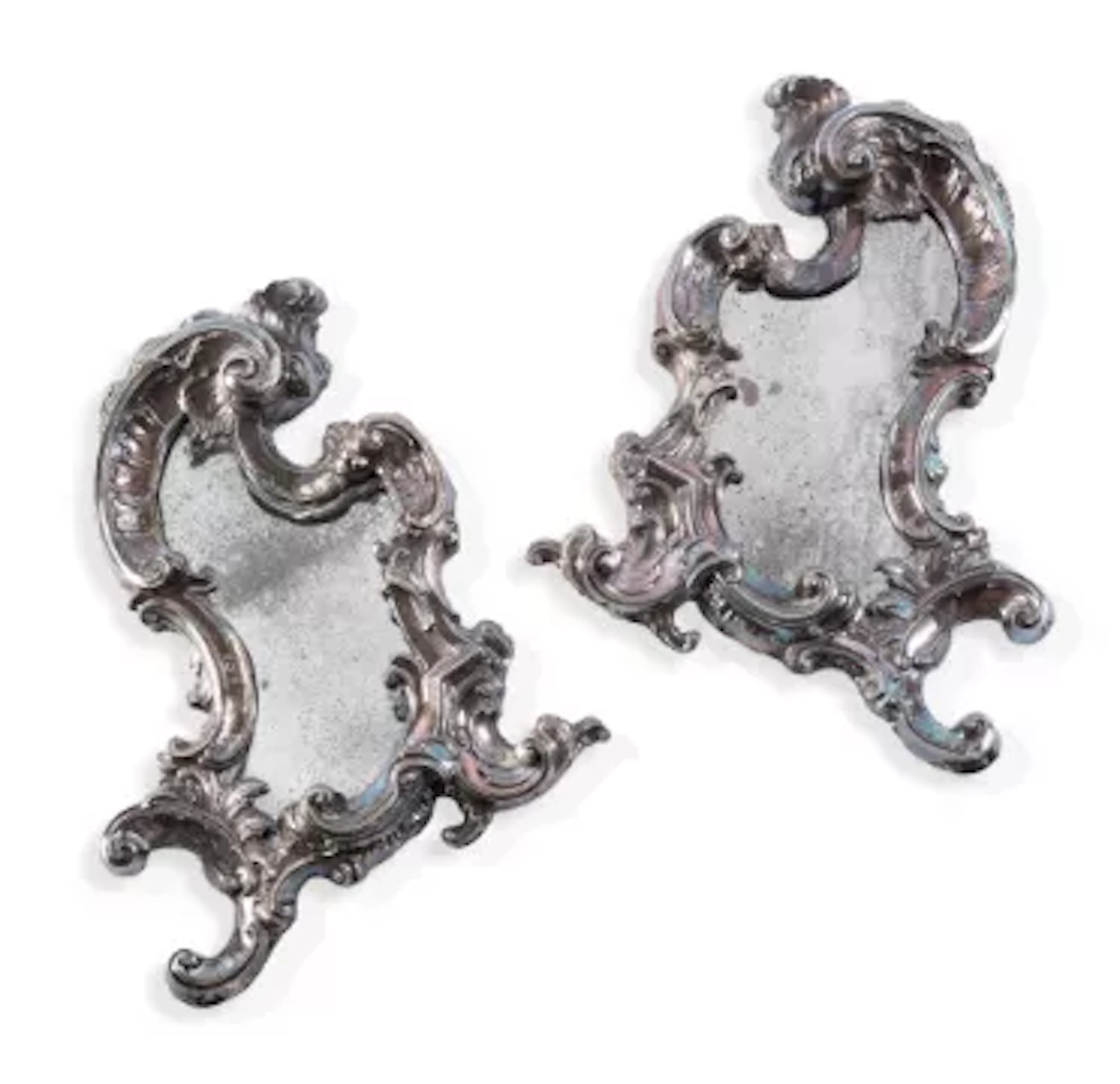 A PAIR OF SILVER-MOUNTED WALL MIRRORS, ITALY, MID 18TH CENTURY