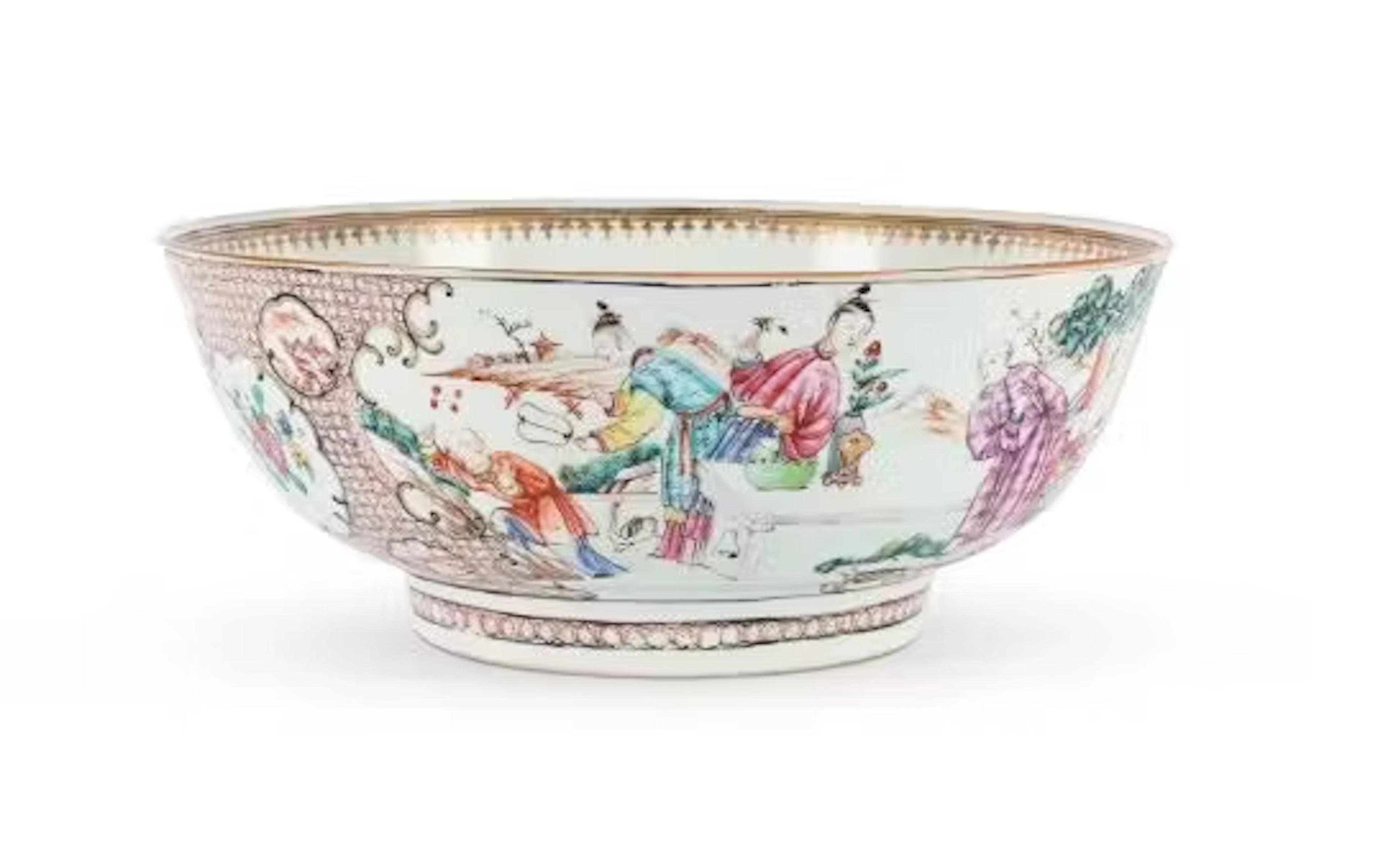A Chinese Export Famille Rose Punch bowl