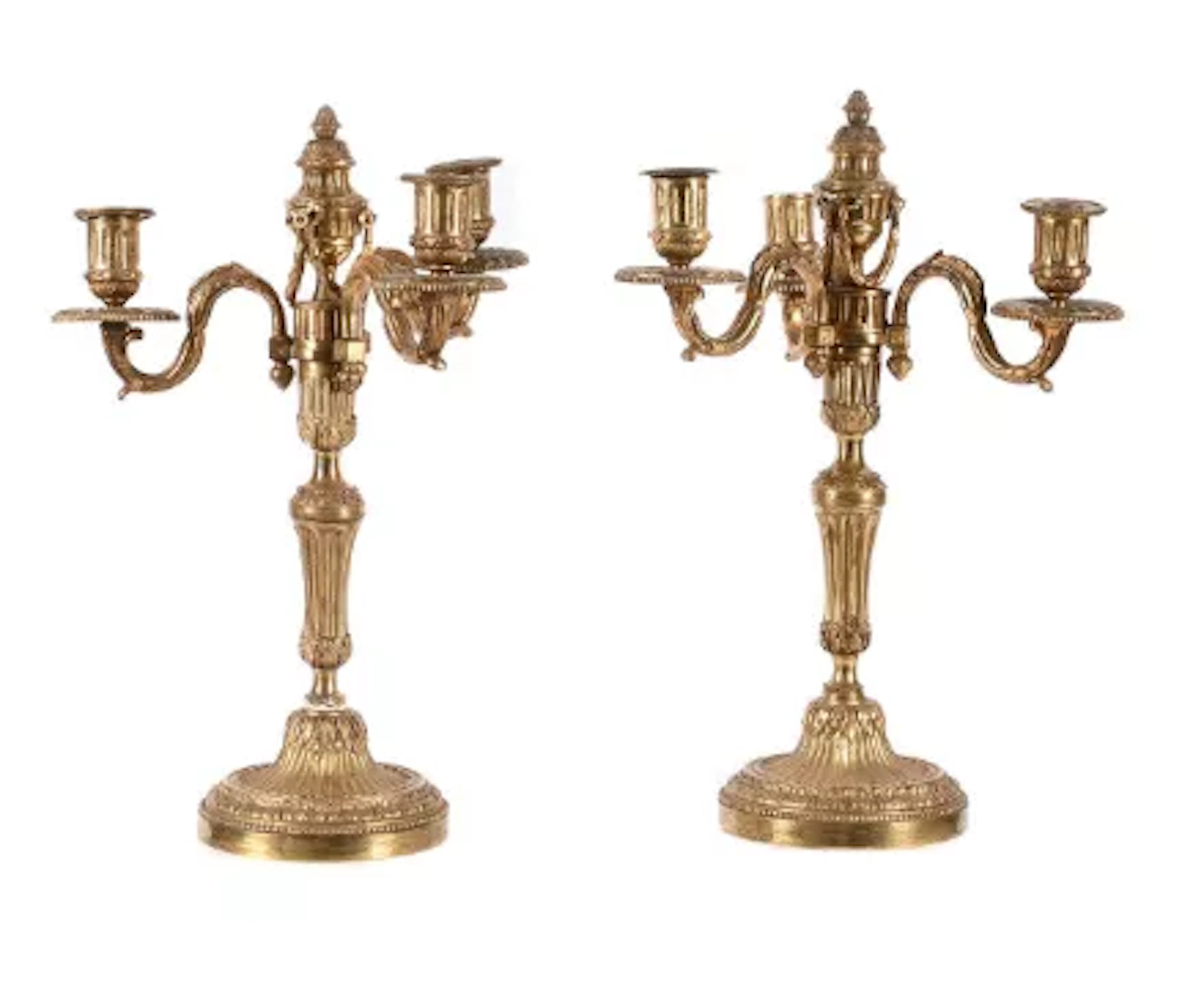A PAIR OF LOUIS XV STYLE GILT-BRONZE AND MIXED METAL CANDELABRA, LATE