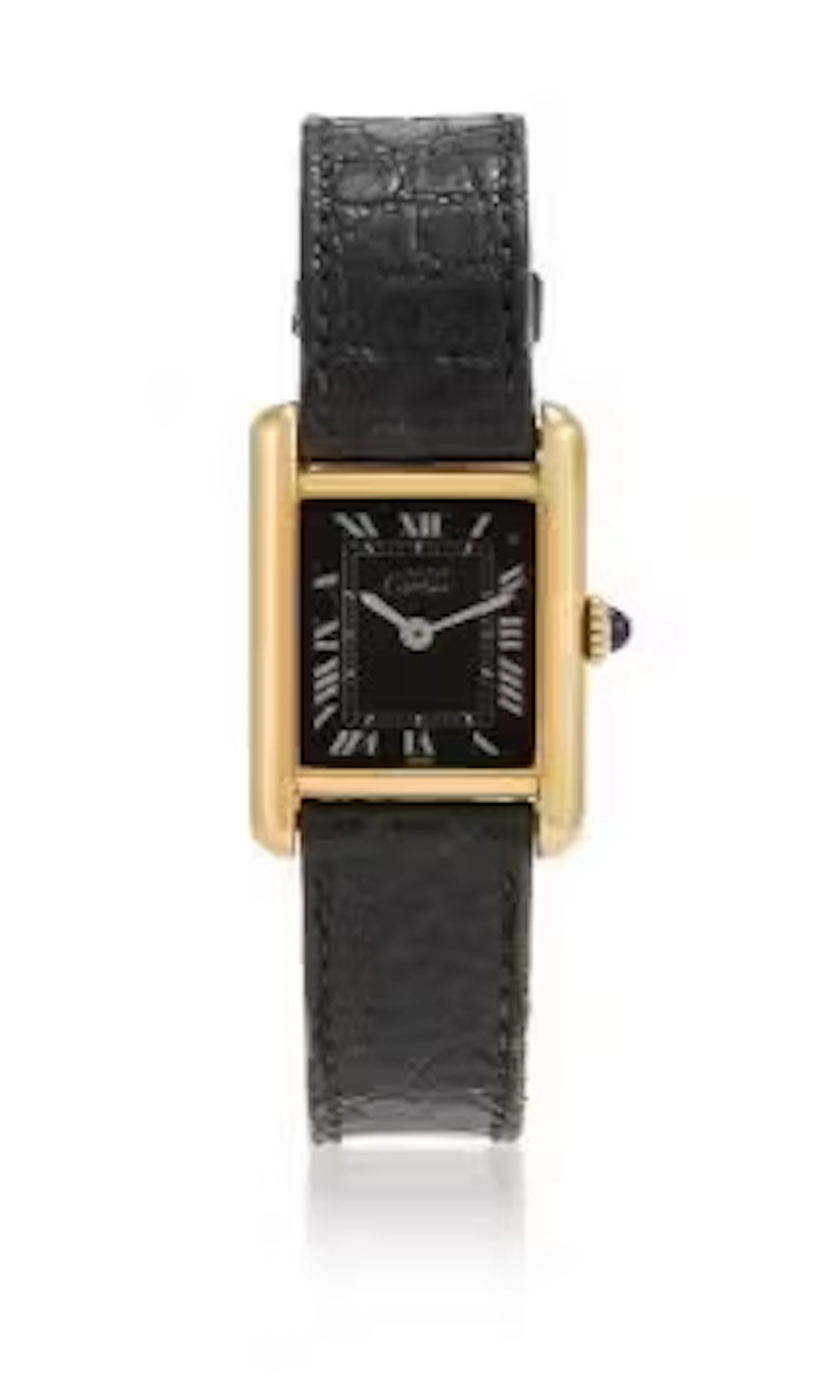 Y CARTIER, MUST DE CARTIER, TANK, A LADY'S SILVER GILT WRISTWATCH