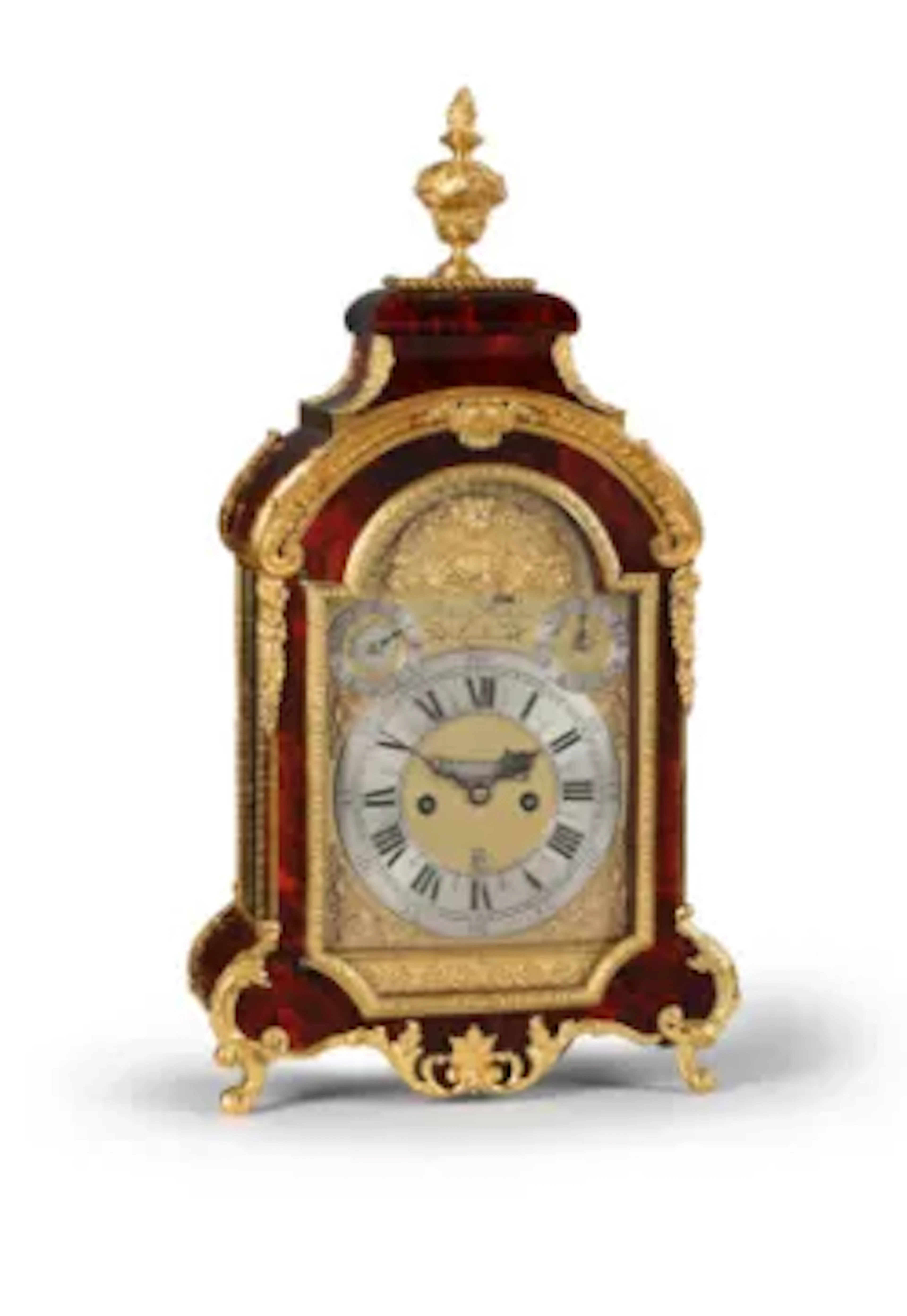 Y A RARE QUEEN ANNE GILT BRASS MOUNTED TORTOISESHELL QUARTER REPEATING