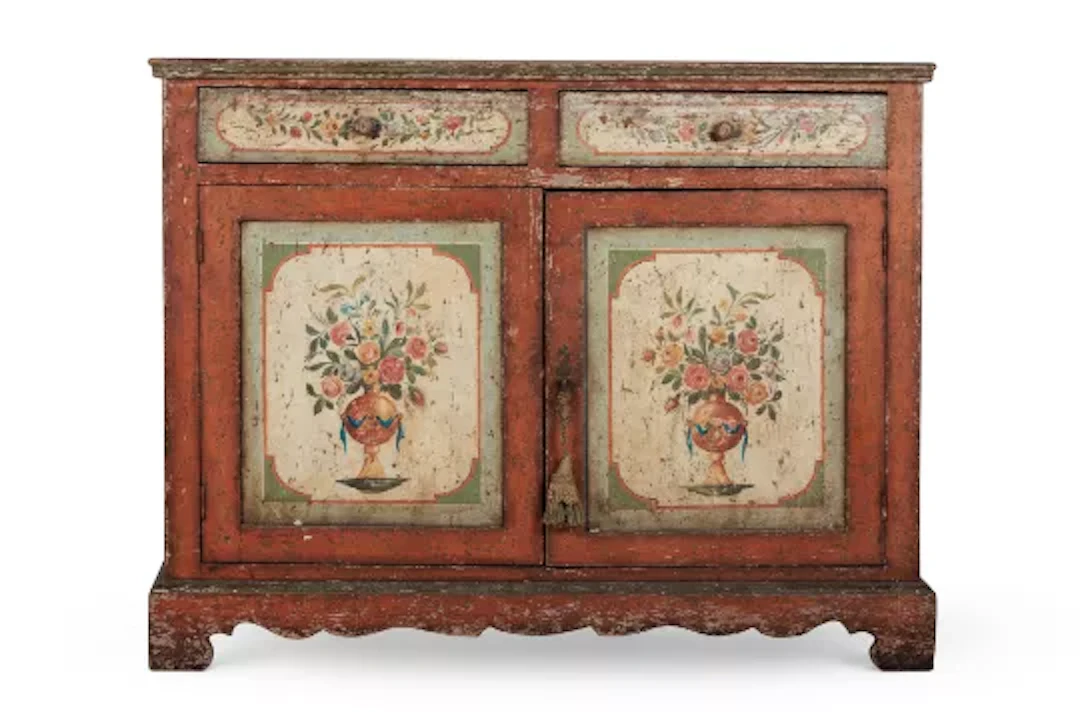 A POLYCHROME PAINTED SIDE CABINET, NORTH ITALIAN, 19TH CENTURY