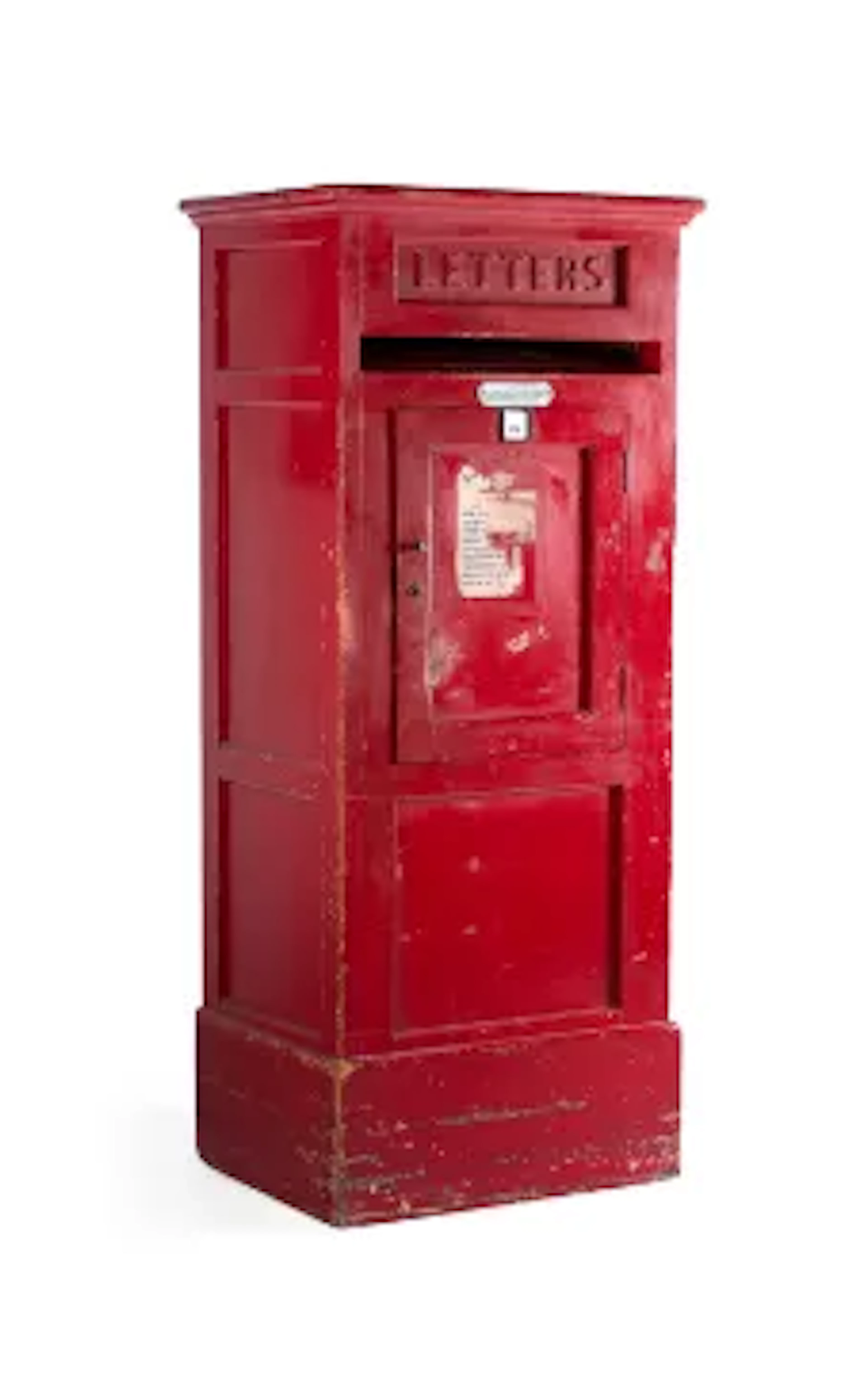 A PAINTED PINE LETTER BOX OR POST BOX, EARLY 20TH CENTURY