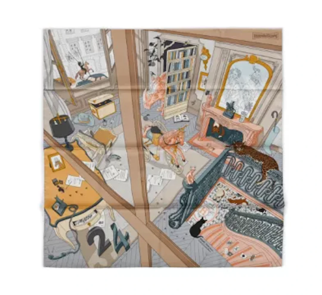 HERMÈS, MYSTERE AU 24, A SILK SCARF