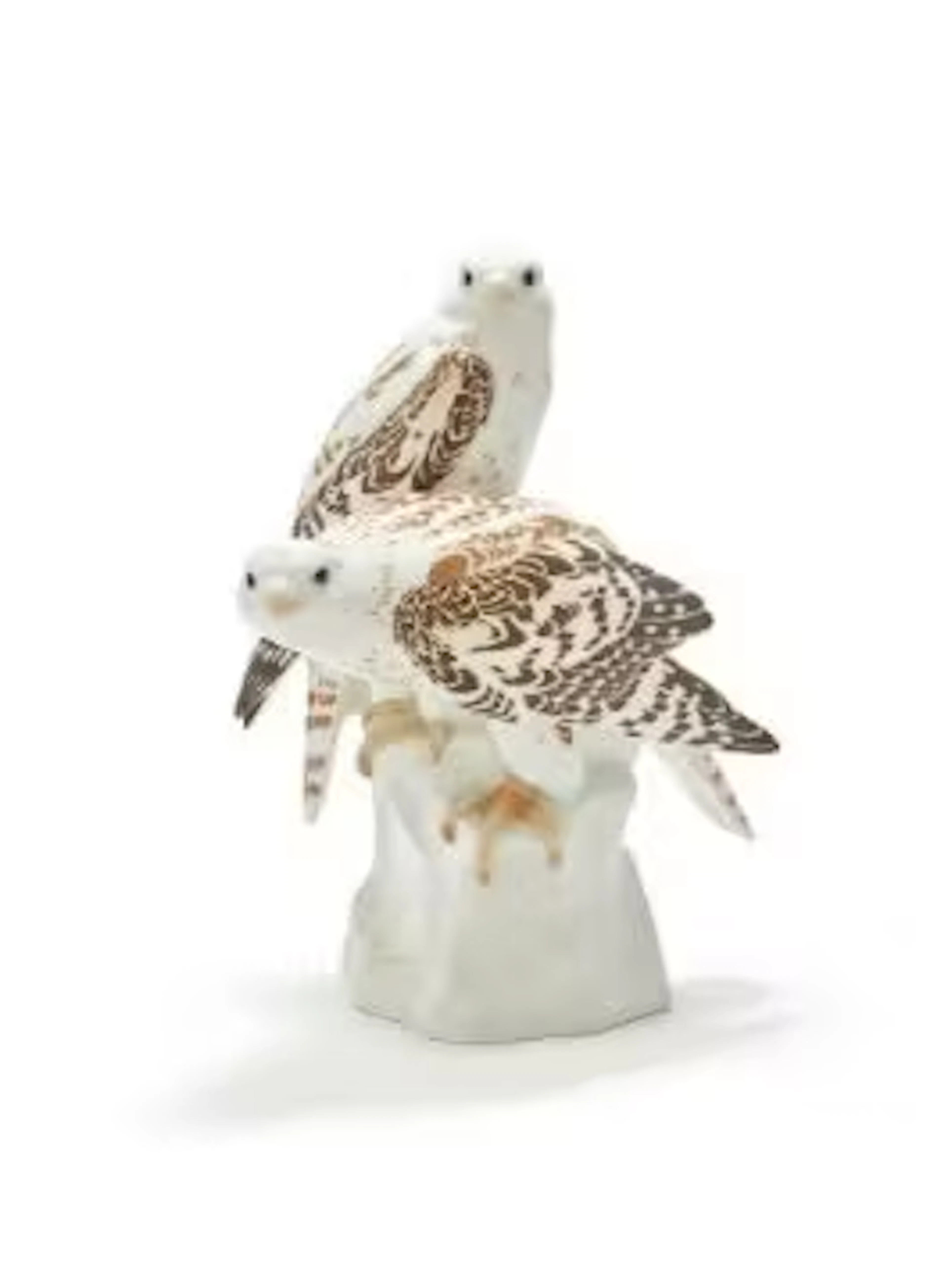 A MEISSEN ART NOUVEAU GROUP OF TWO FALCONS