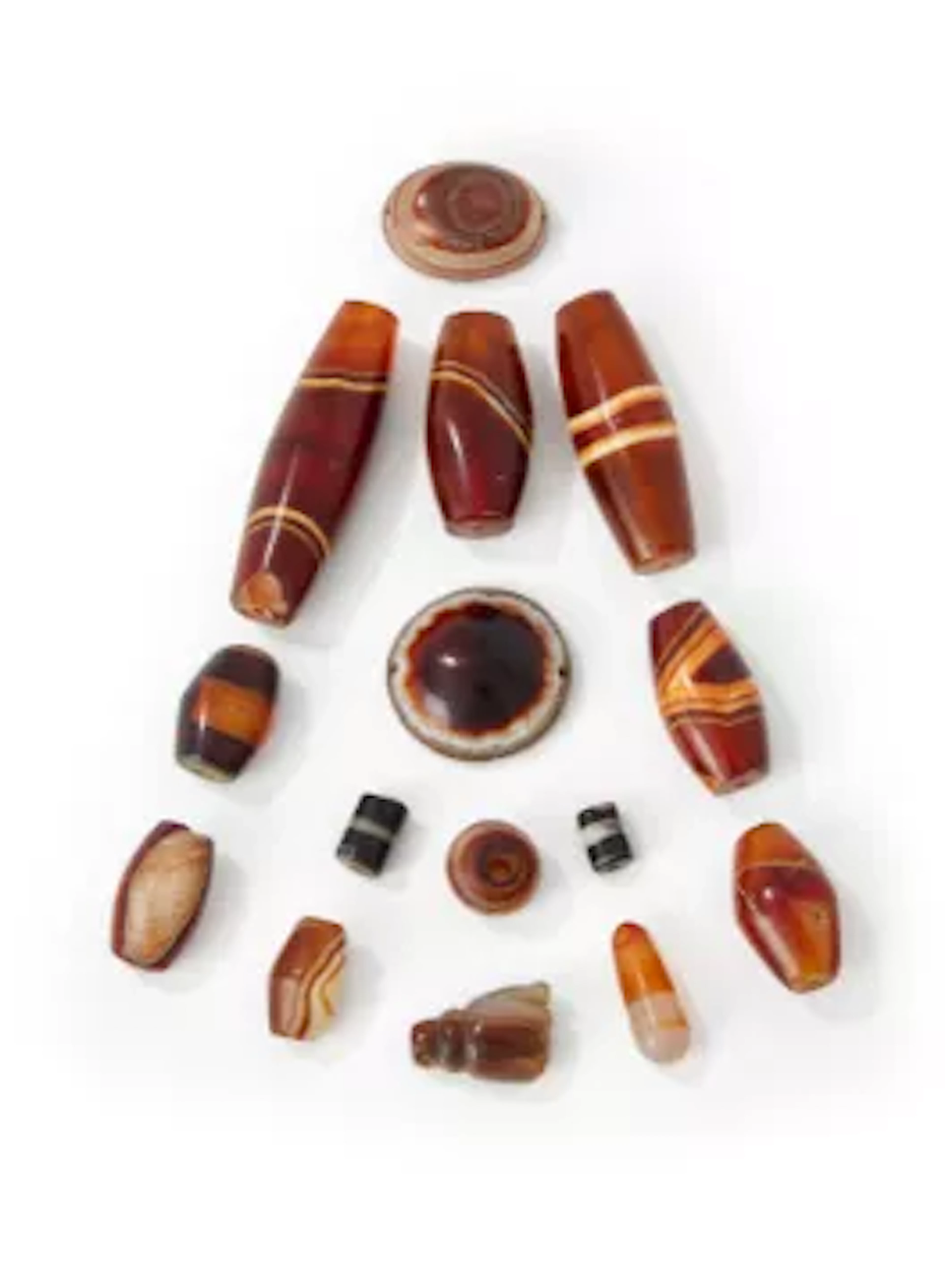 A group of banded agate beads, 2nd century and later