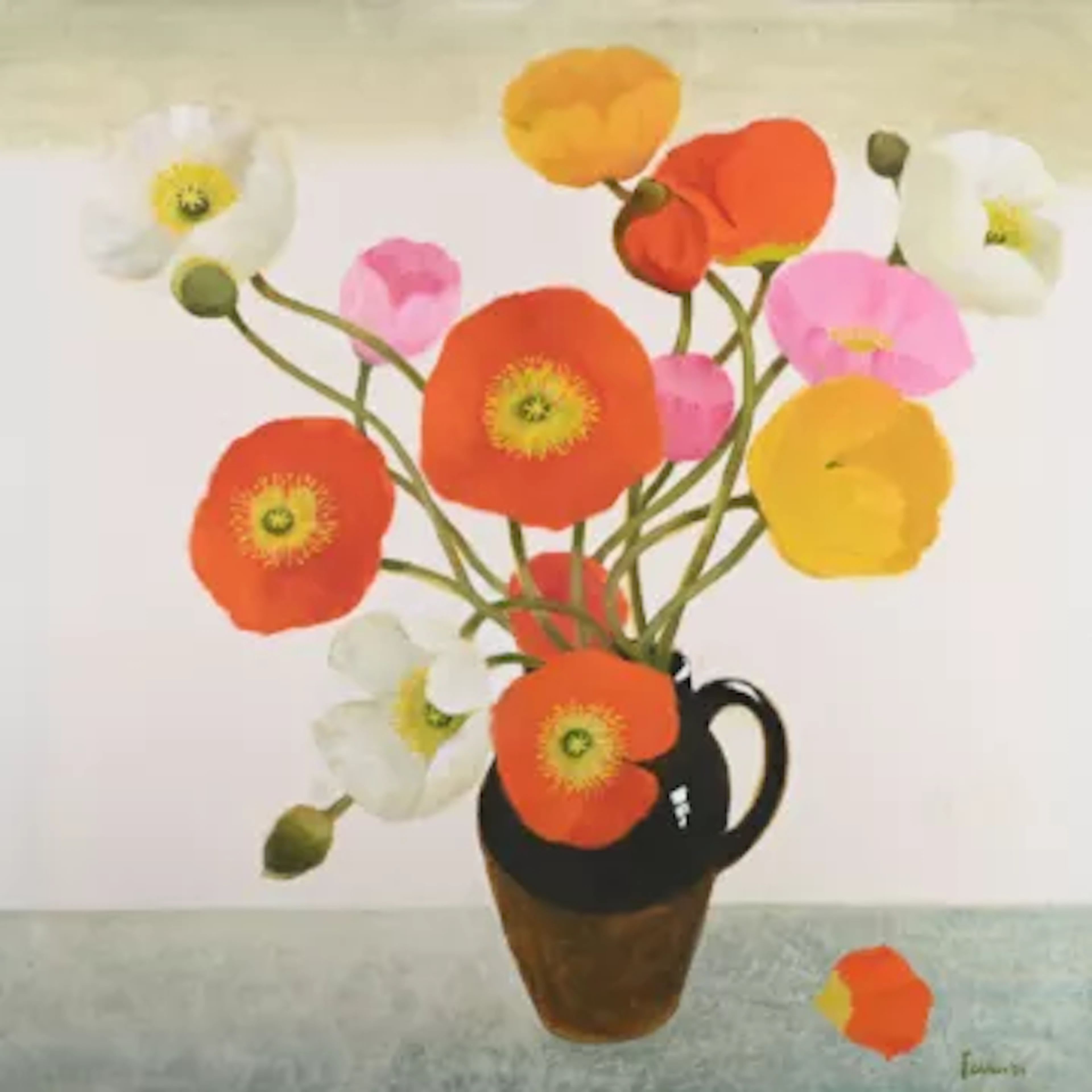 λ MARY FEDDEN (BRITISH 1915-2012), ICELAND POPPIES IN A VASE
