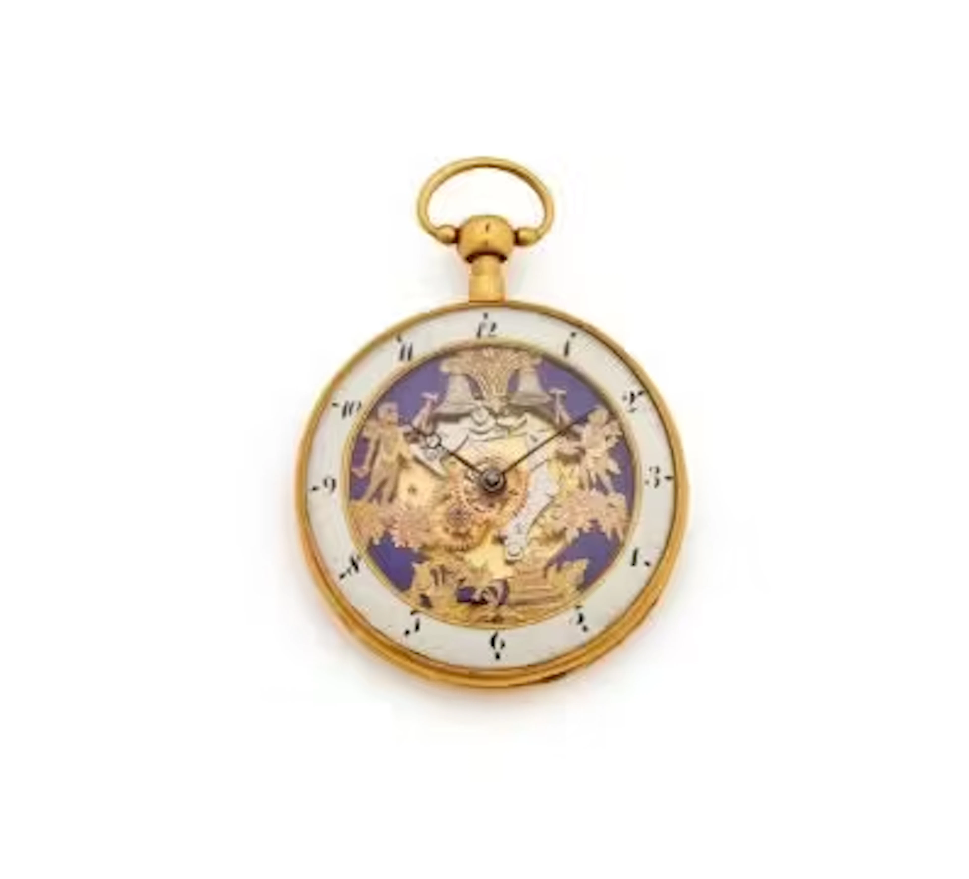 A FINE SWISS GOLD VERGE QUARTER-REPEATING 'JACQUEMART' AUTOMATON POCKET WATCH