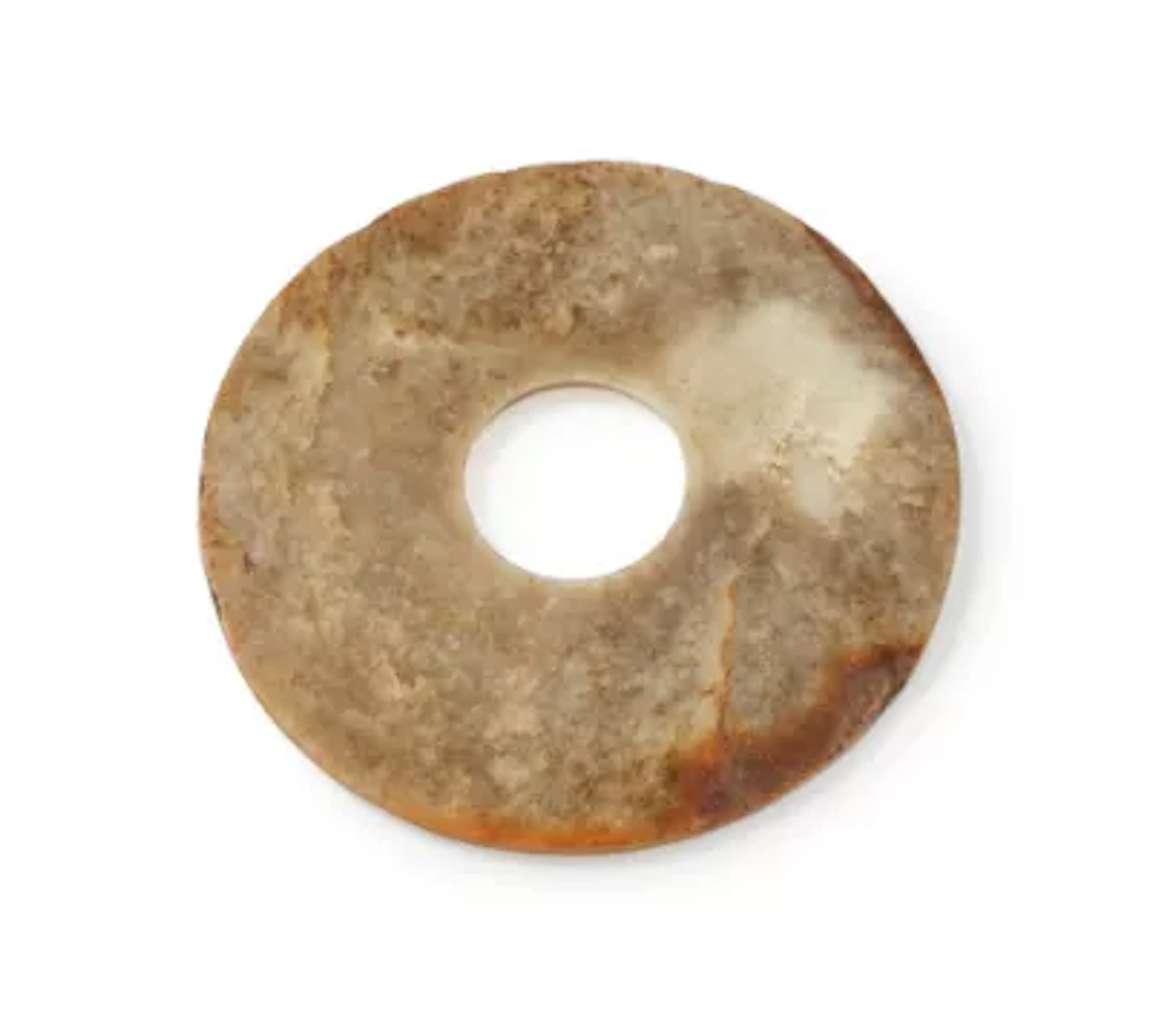 A large Chinese jade disc, bi, Neolithic period, circa 3000 BC- 2000 BC