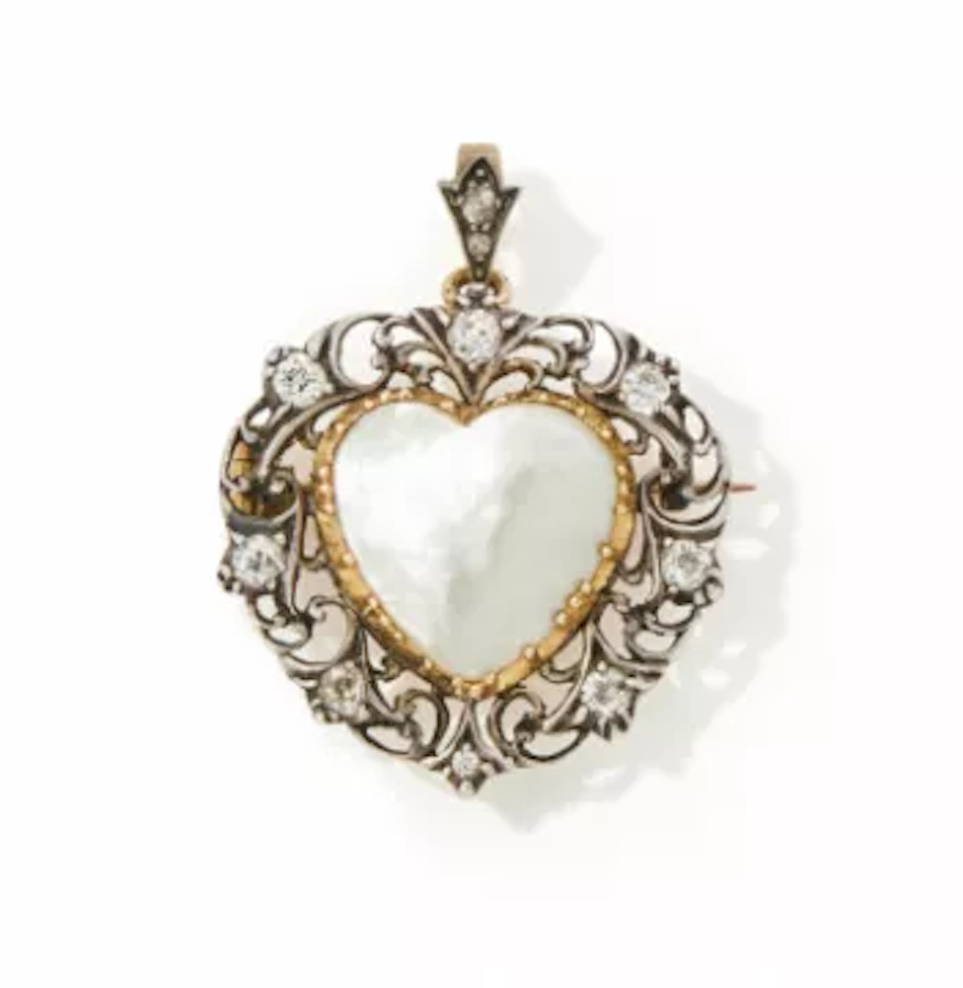 Y CARLO & ARTHUR GIULIANO, A DIAMOND AND MOTHER-OF-PEARL HEART BROOCH/PENDANT
