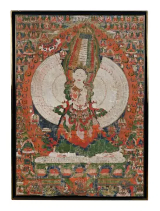 A large Mongolian or Tibetan Thangka of Sitatapatra, 18th century