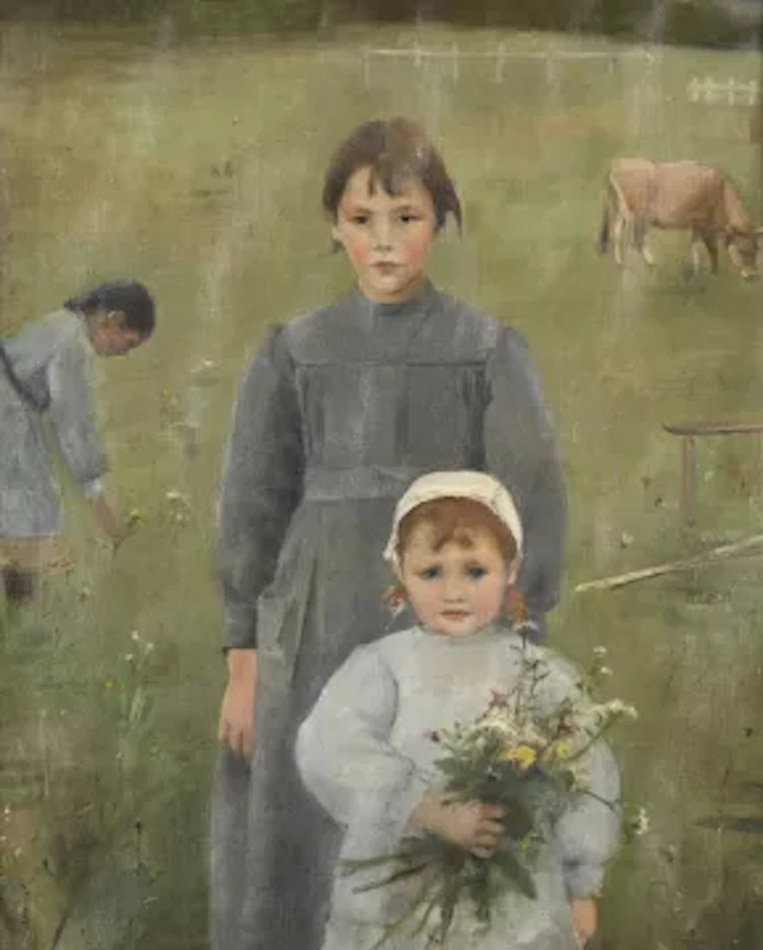 CIRCLE OF JULES BASTIEN-LEPAGE (FRENCH 1848-1884), IN THE MEADOW