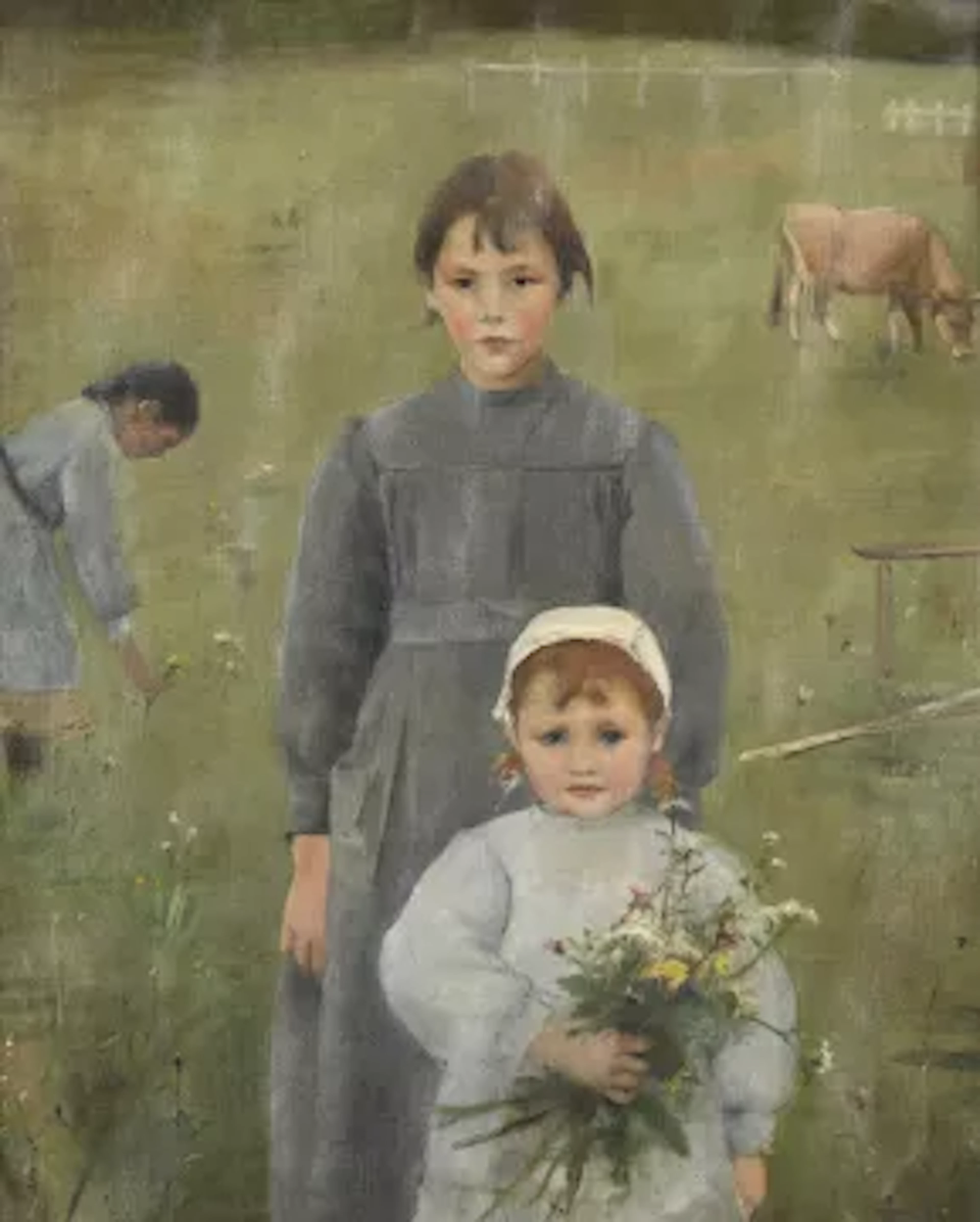 CIRCLE OF JULES BASTIEN-LEPAGE (FRENCH 1848-1884), IN THE MEADOW