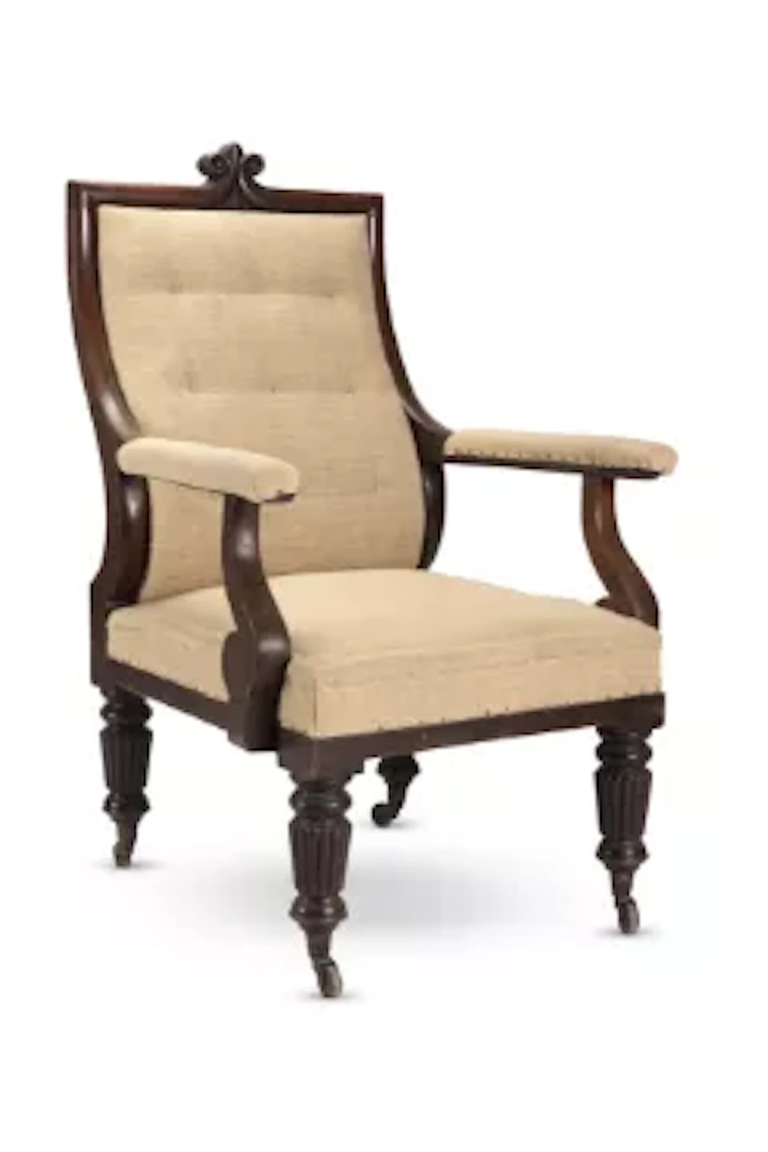A WILLIAM IV MAHOGANY LIBRARY ARMCHAIR, SECOND QUARTER 19TH CENTURY