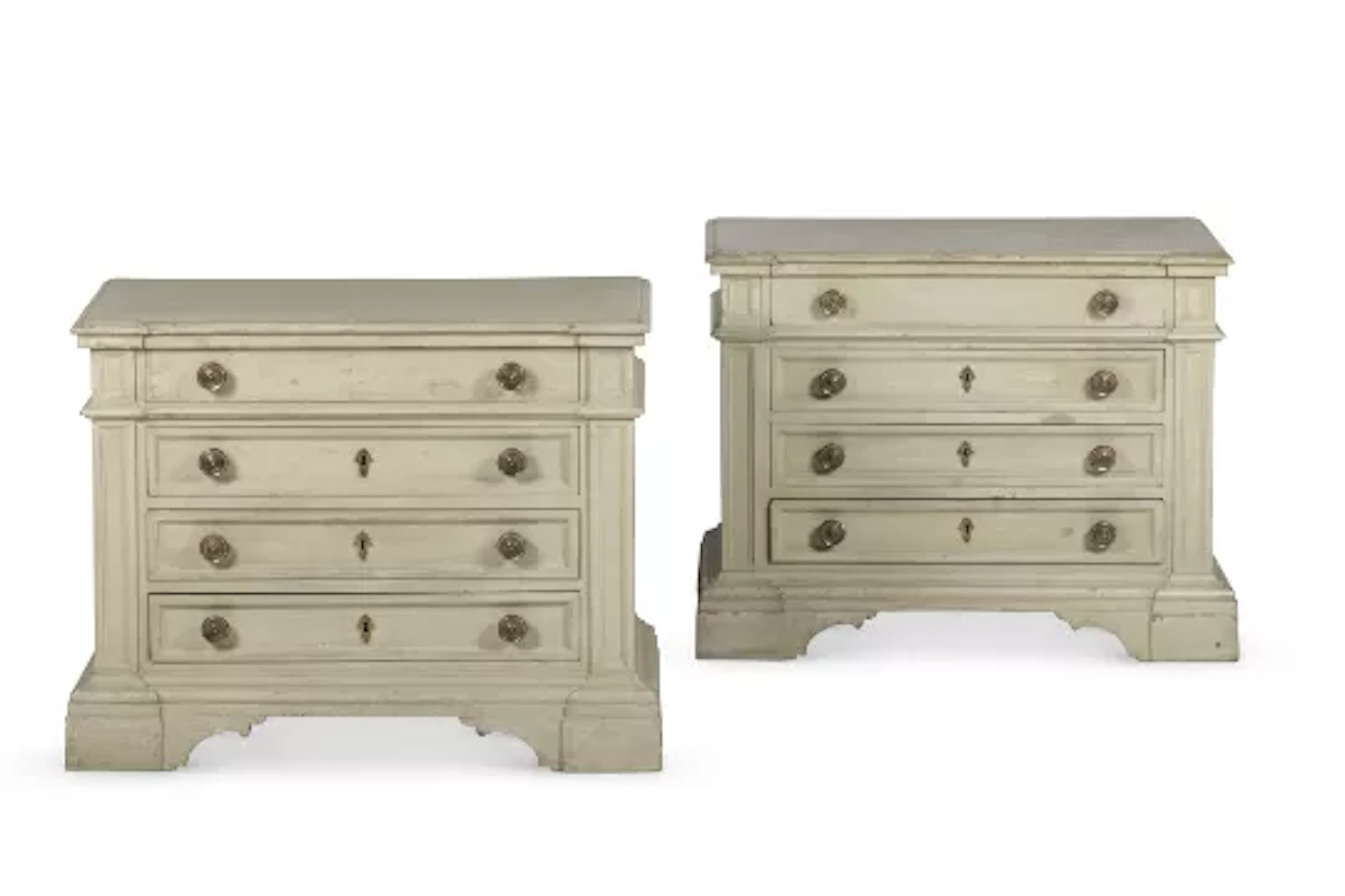 A PAIR OF PALE GREEN PAINTED CHESTS, ITALIAN, LATE 20TH CENTURY