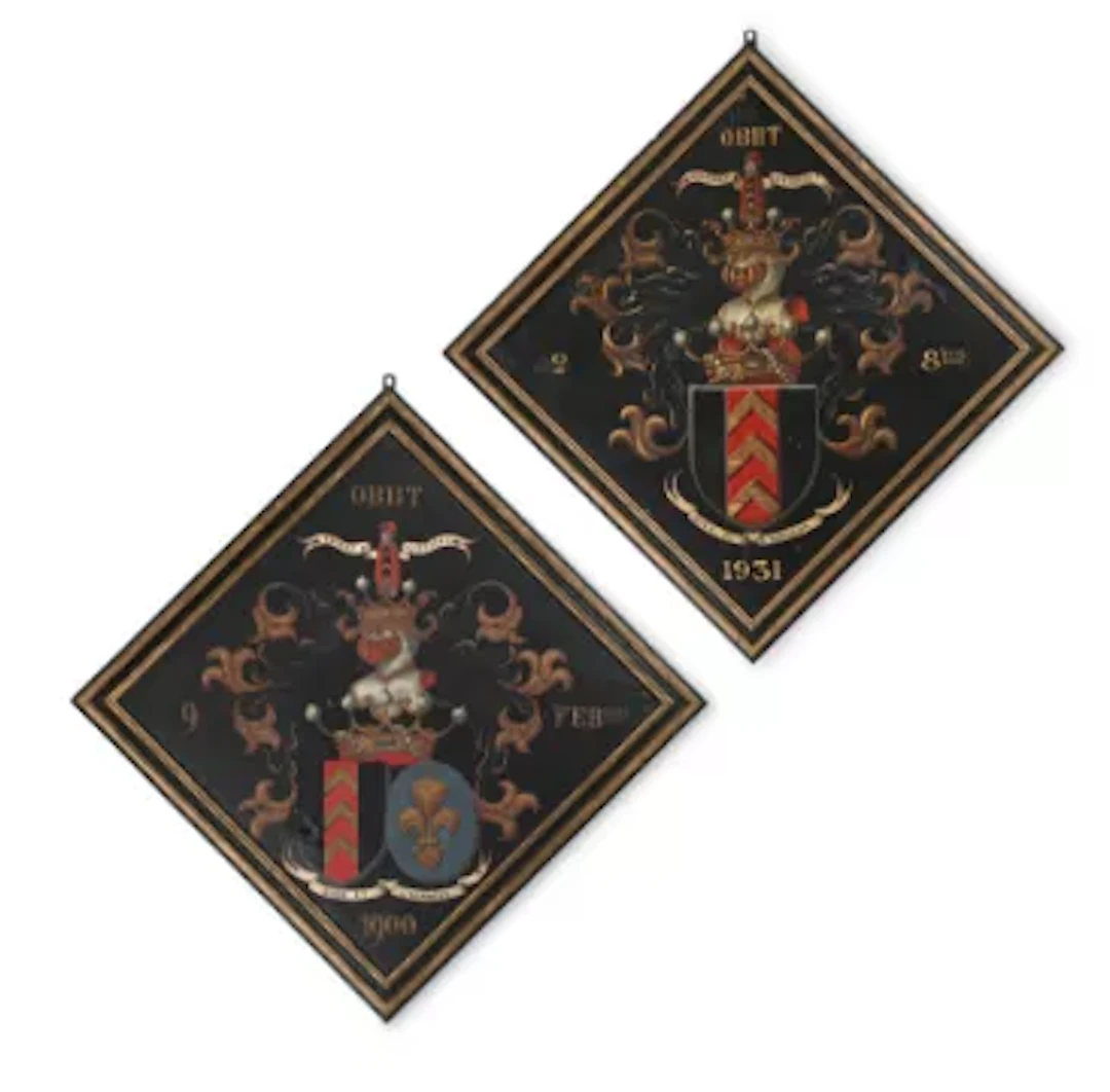 A PAIR OF PAINTED HATCHMENTS OF CONTINENTAL-SCOTTISH INTEREST, 19TH CENTURY