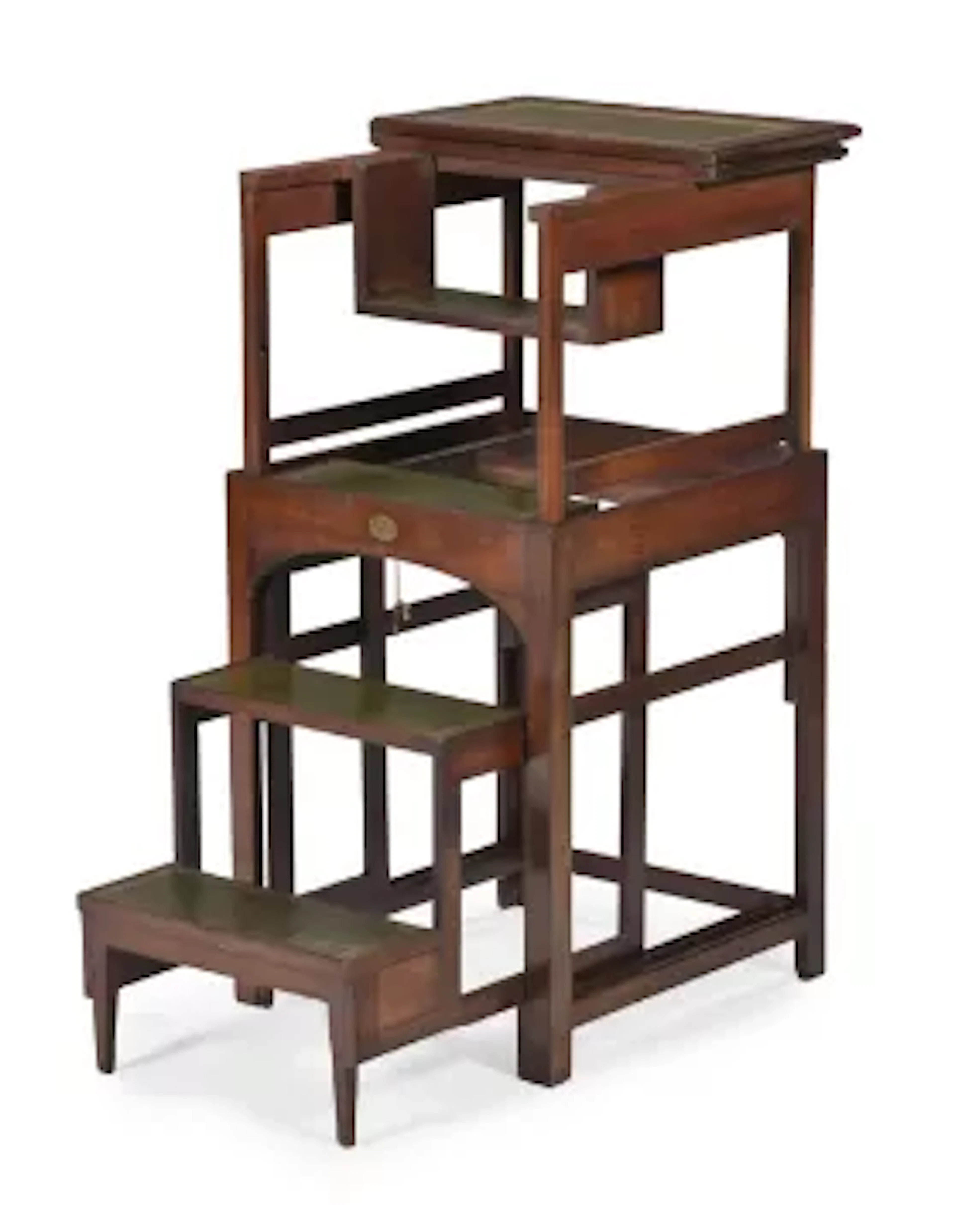 A RARE SET OF GEORGE III MAHOGANY AND LEATHER INSET METAMORPHIC LIBRARY