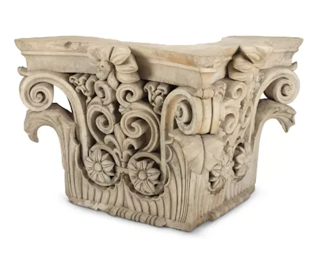 A LARGE WILLIAM IV COADE ARTIFICIAL STONE CAPITAL, BY WILLIAM CROGGON