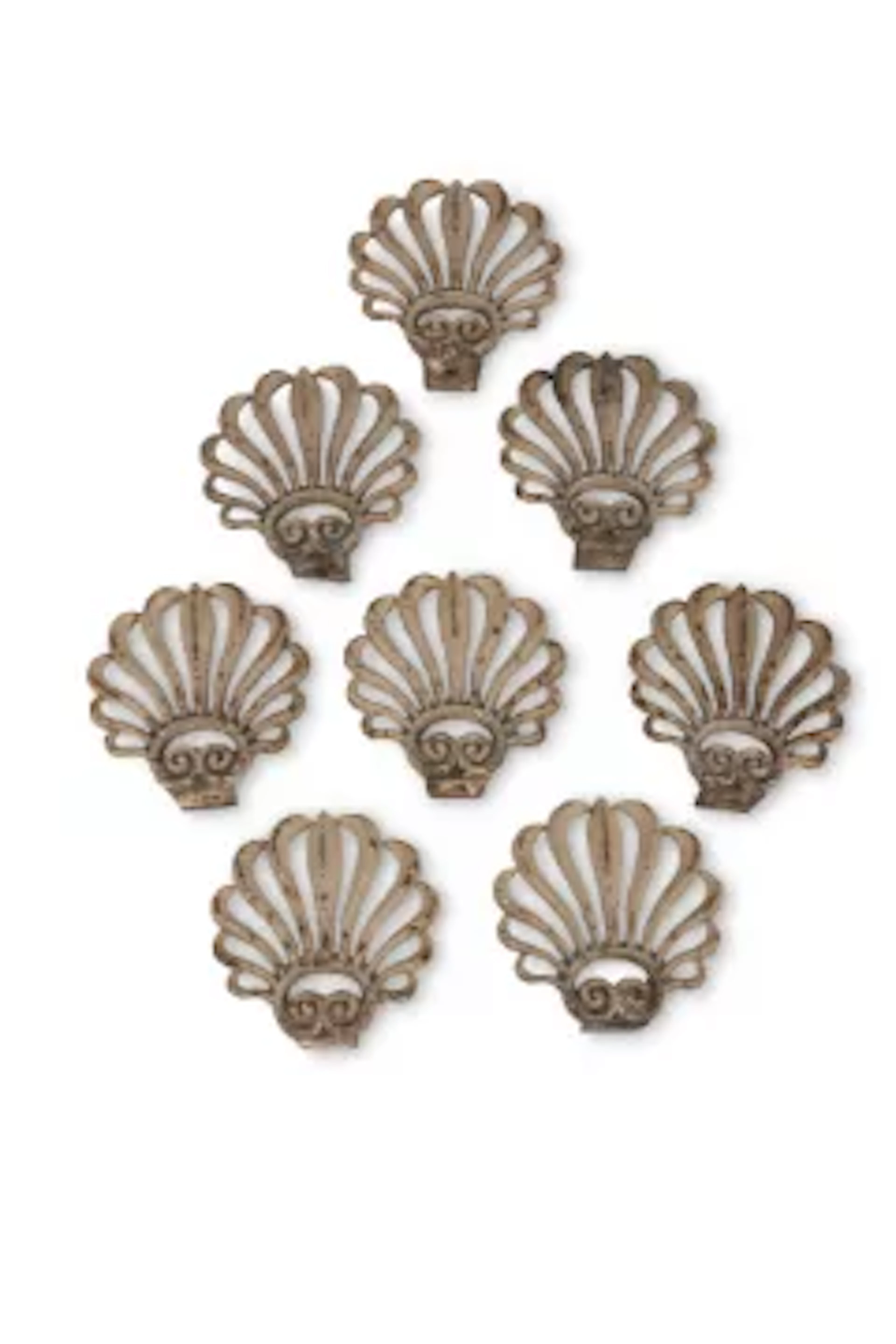 A SET OF EIGHT ARCHITECTURAL MOUNTS OF SCROLL AND HONEYSUCKLE ACROTERION