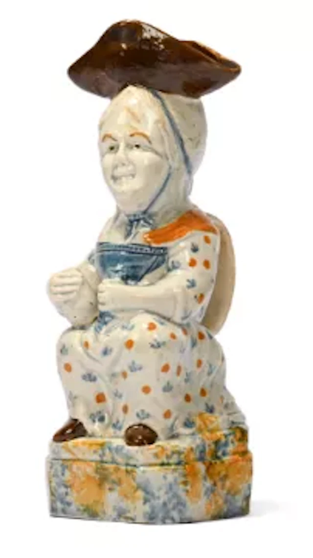 A PEARLWARE 'MARTHA GUNN' TOBY JUG, STAFFORDSHIRE OR SOUTH YORKSHIRE