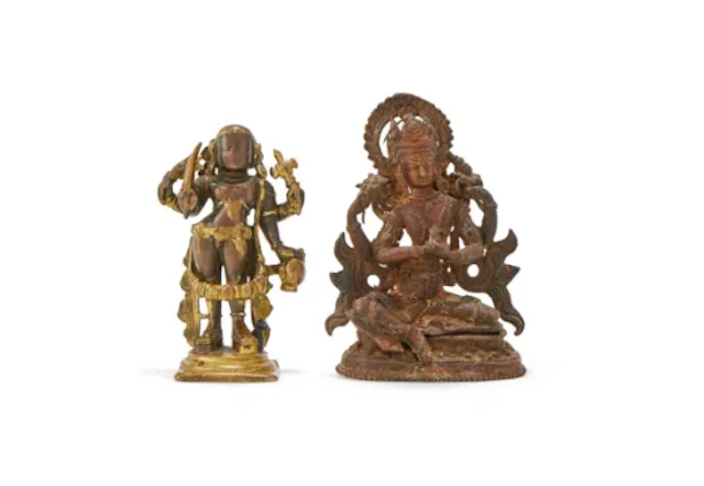 A gilt bronze figure of Bhairava, South India, 17th or 18th century