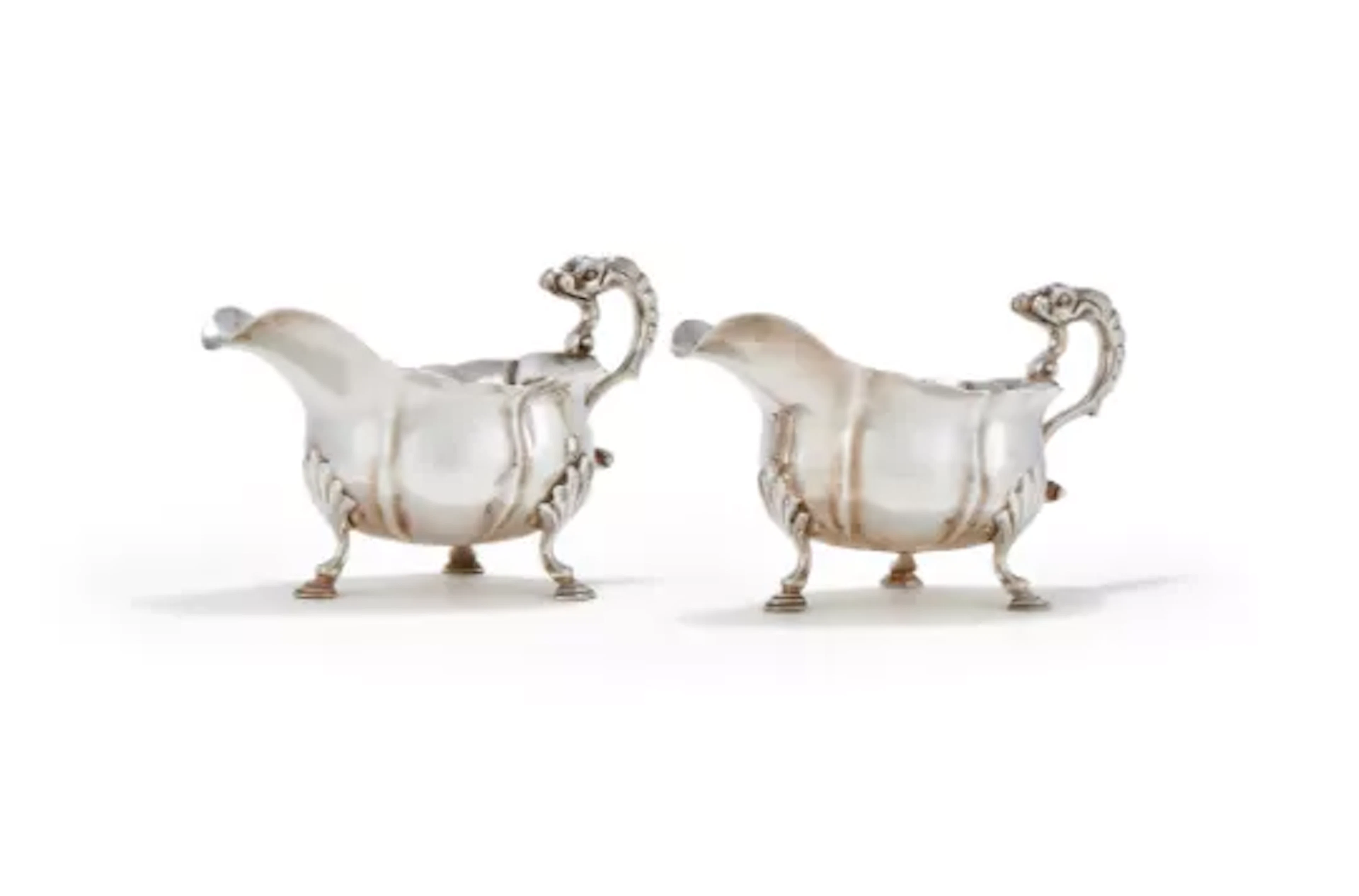 A PAIR OF GEORGE II SILVER SHAPED OVAL SAUCE BOATS, JOHN POLLOCK, LONDON 1746
