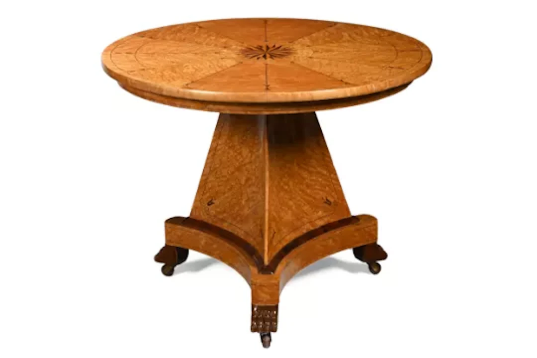 Y A LOUIS PHILLIPE BIRD'S EYE MAPLE, MAHOGANY, ROSEWOOD AND MARQUETRY