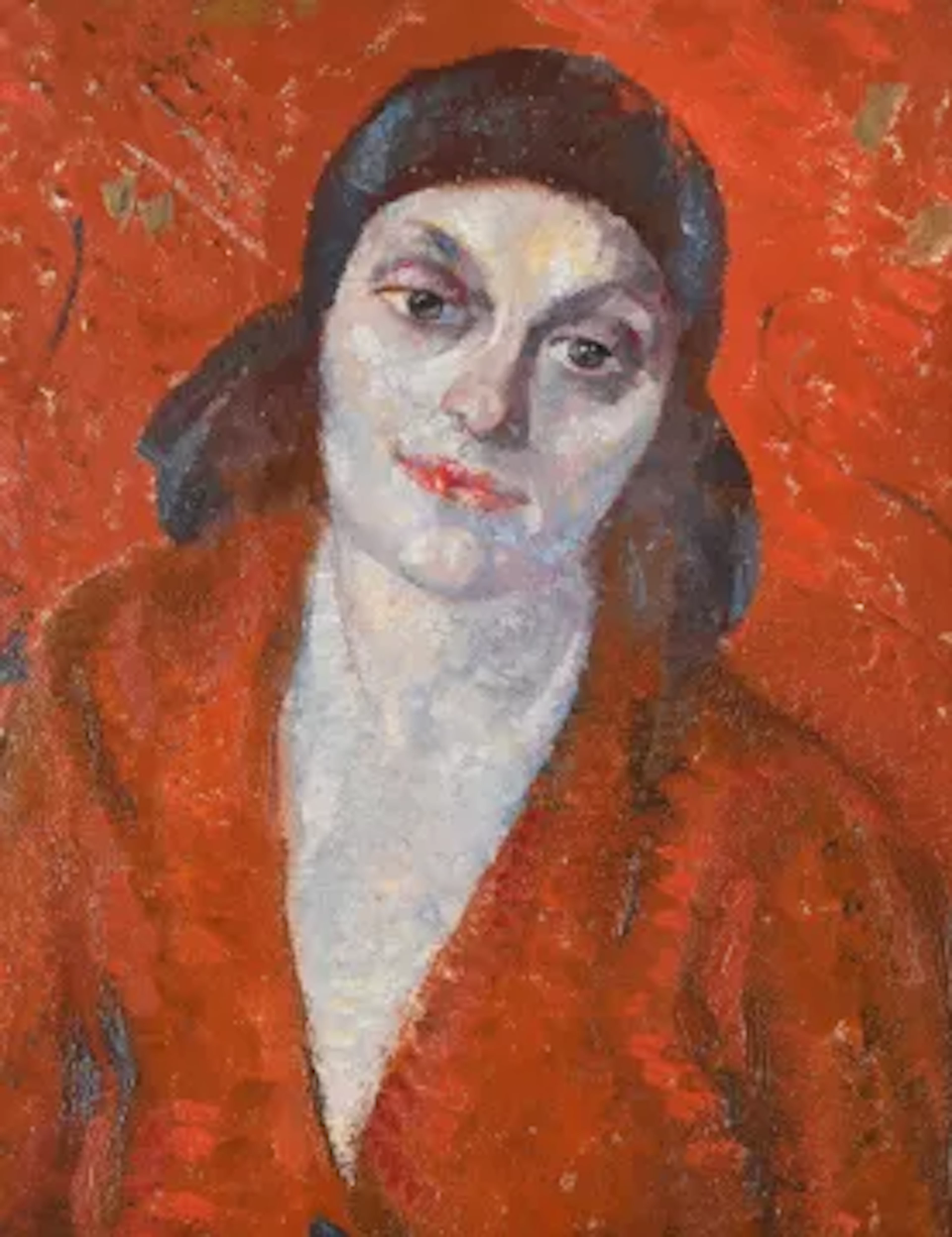 λ ALFRED WOLMARK (BRITISH 1877–1961), PORTRAIT OF A LADY IN RED