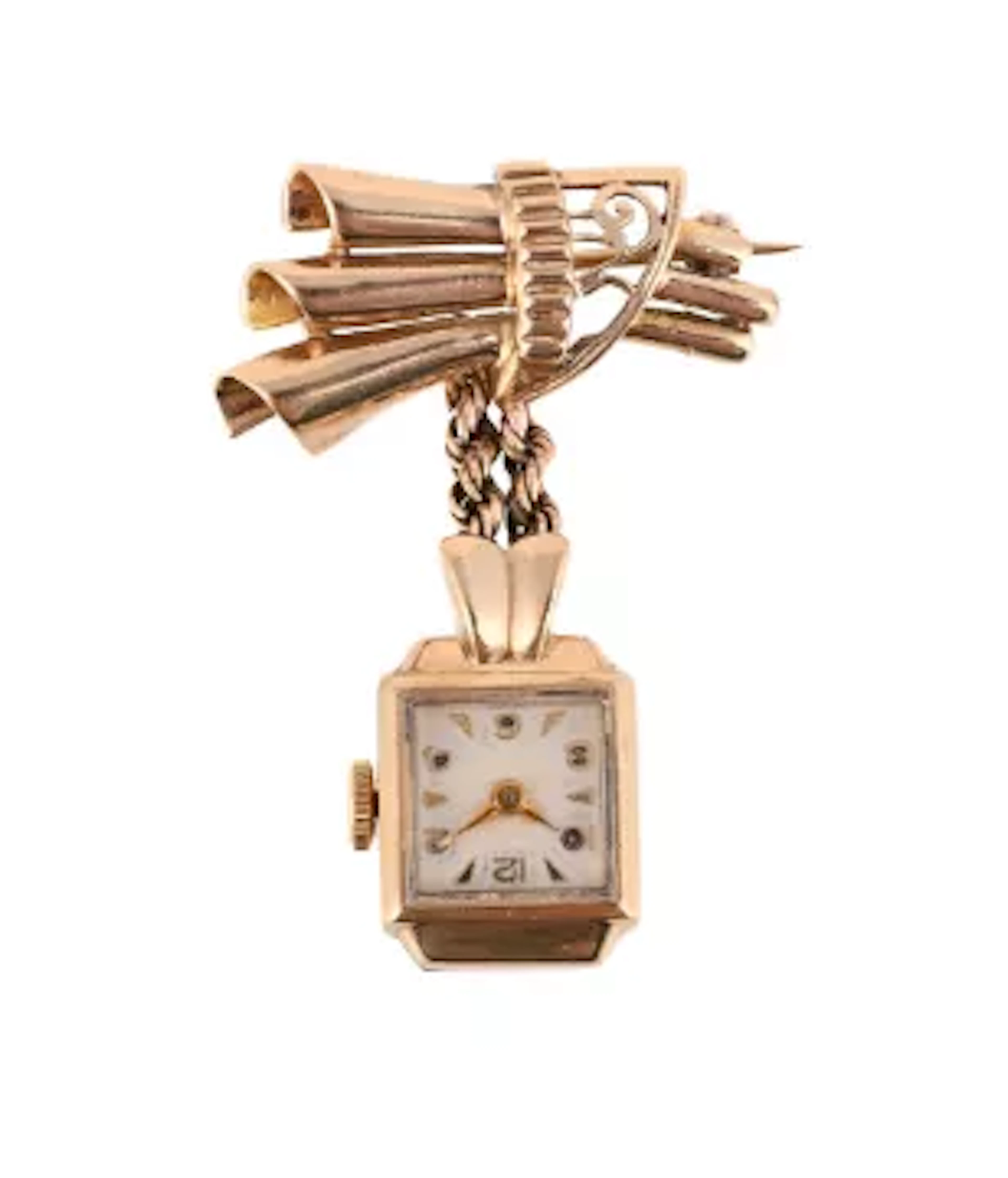 A 9 CARAT GOLD NURSES WATCH, LONDON 1954