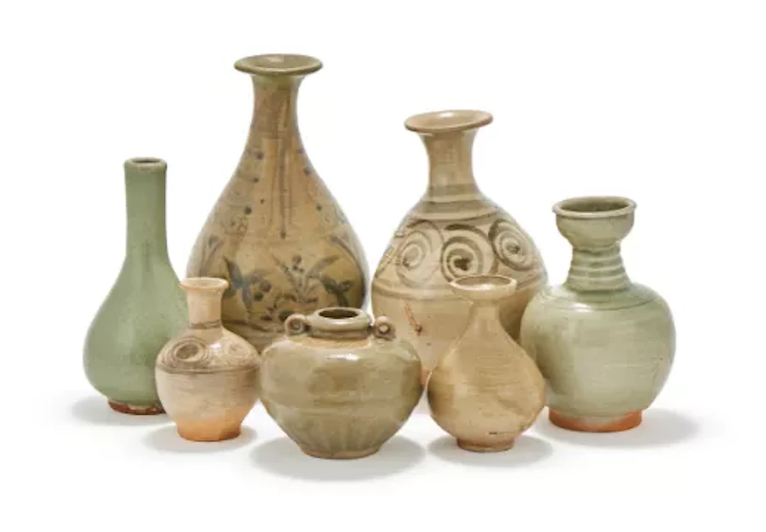 A group of seven various Chinese vases, Song to Ming dynasty