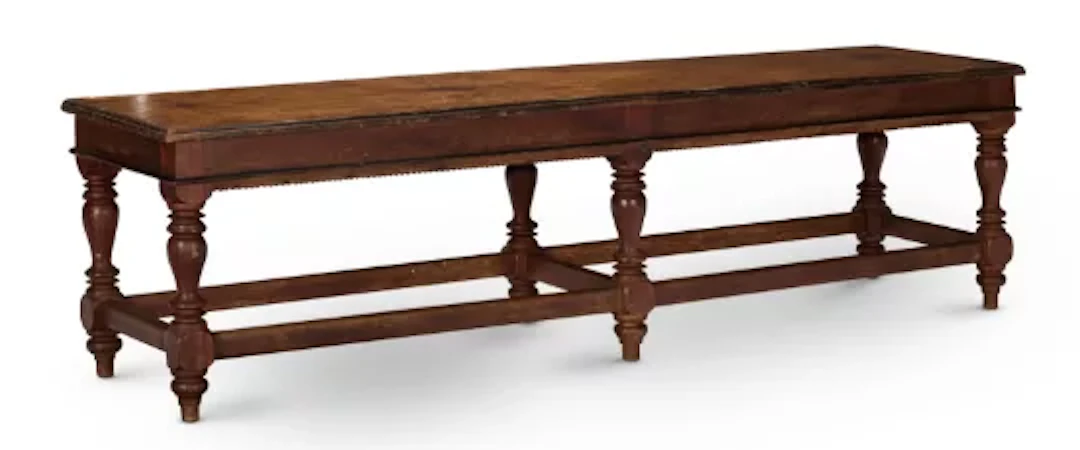 A SOLID SATINWOOD, TEAK AND EBONISED BENCH, INDIAN, CIRCA 1900
