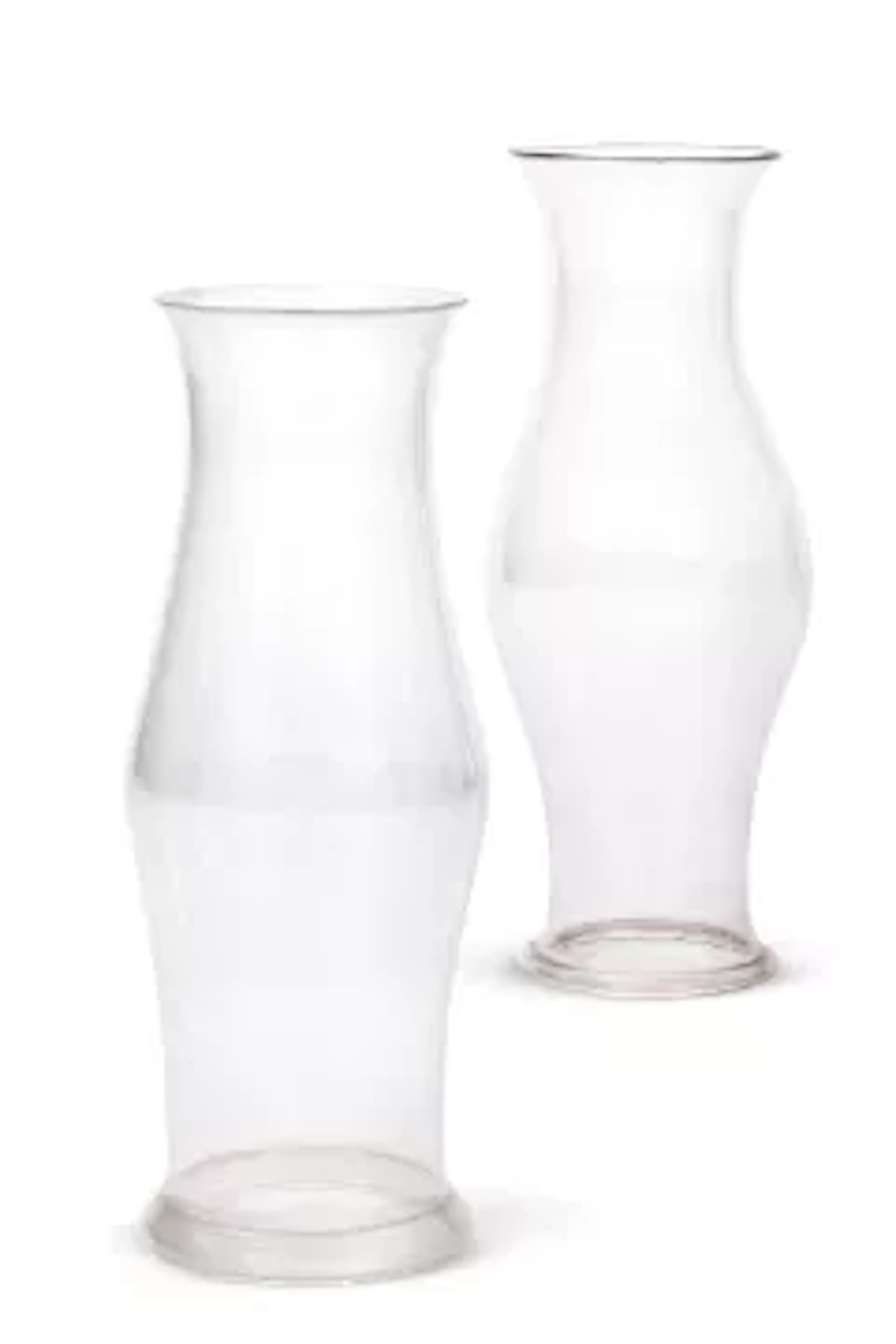 TWO LARGE SIMILAR CLEAR GLASS STORM SHADES, LATE 19TH CENTURY