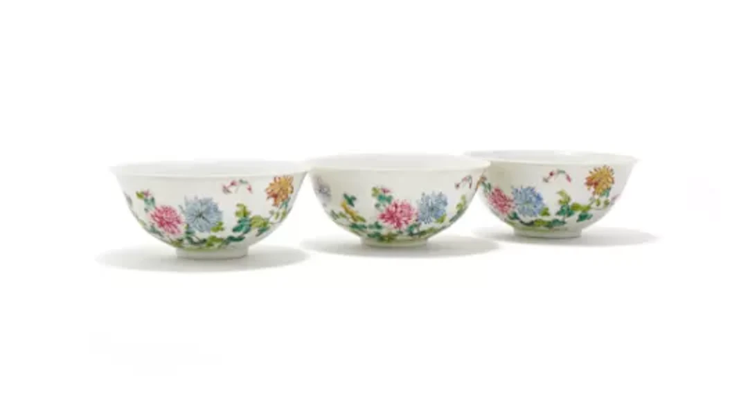 Three Chinese Famille Rose bowls, Republican