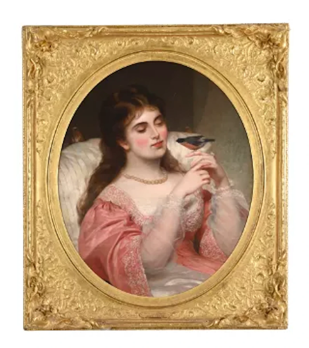 CHARLES BAXTER (BRITISH 1809-1879), A LADY WITH A BULLFINCH