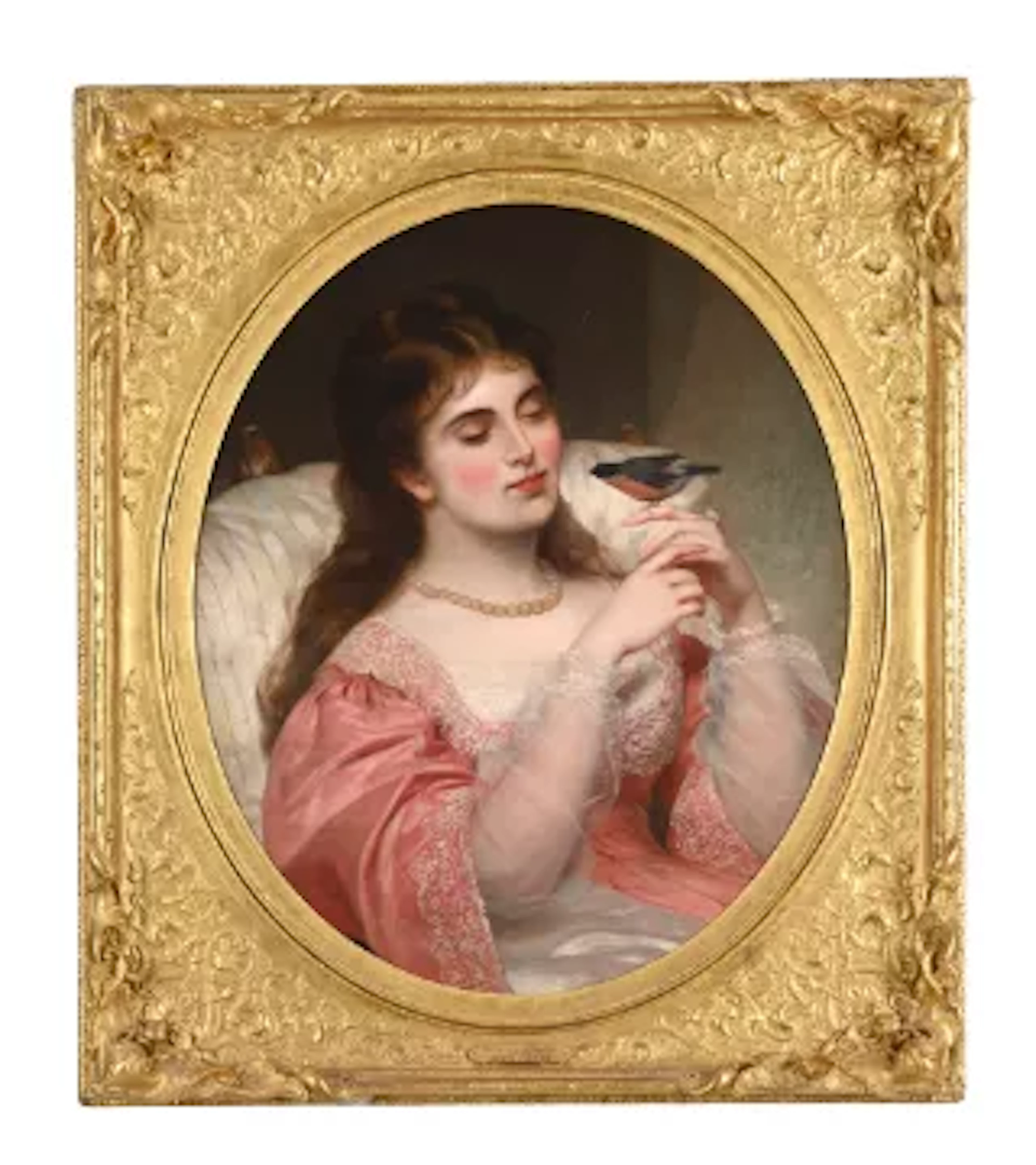 CHARLES BAXTER (BRITISH 1809-1879), A LADY WITH A BULLFINCH