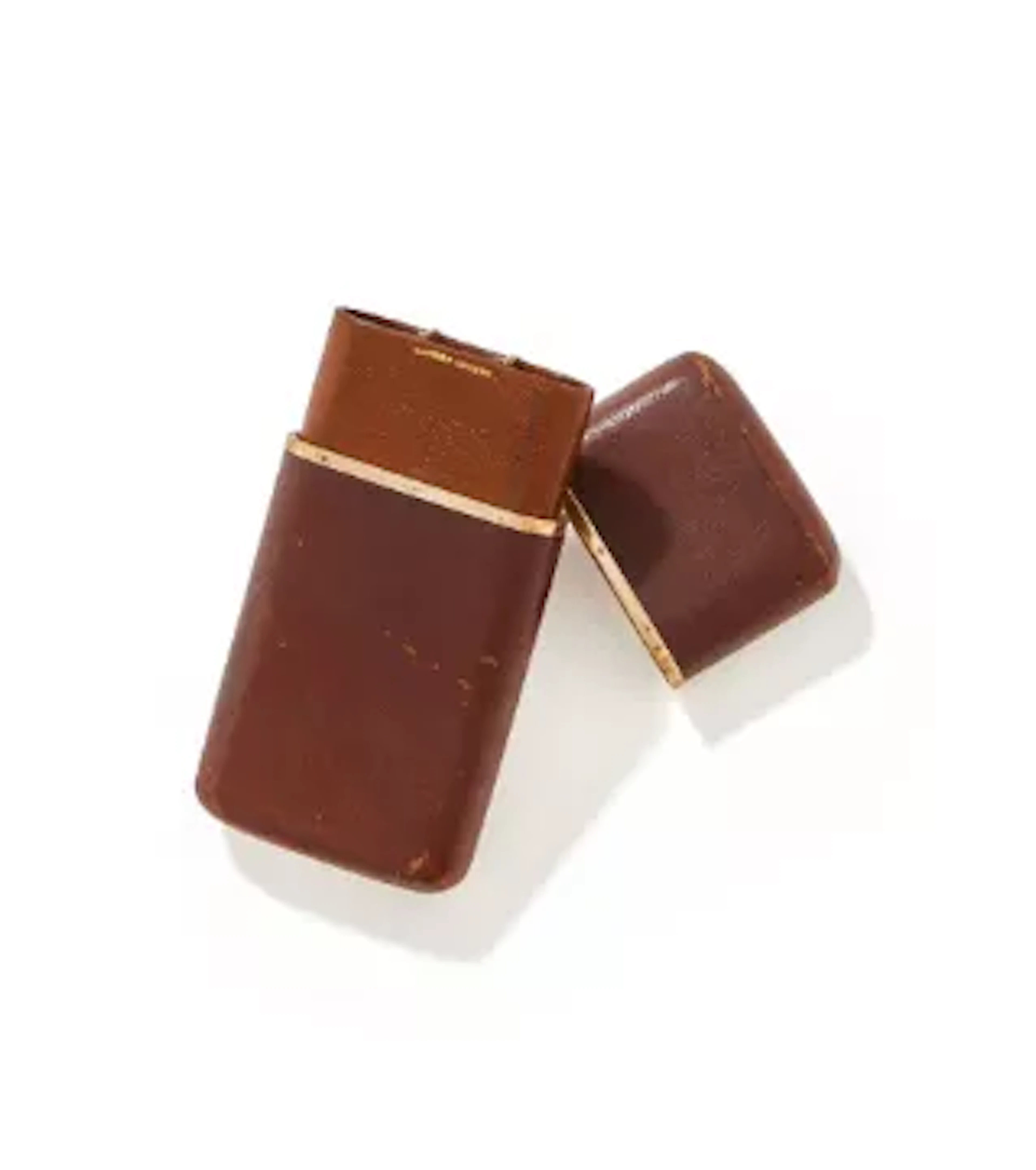 A 9 CARAT GOLD MOUNTED AND LEATHER THREE TUBE CIGAR CASE, ASPREY &