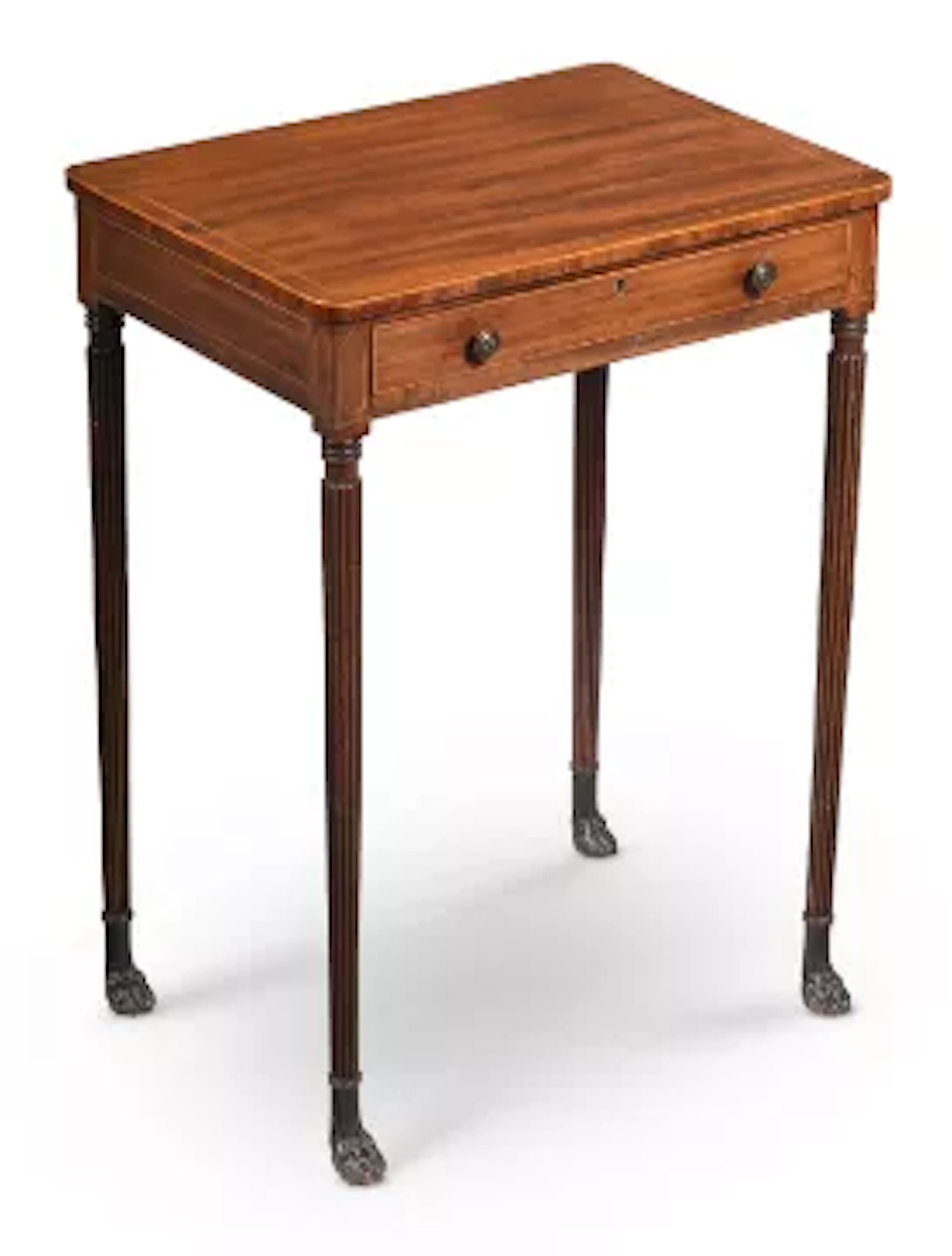 Y A REGENCY MAHOGANY AND SATINWOOD SIDE OR LAMP TABLE, ATTRIBUTED
