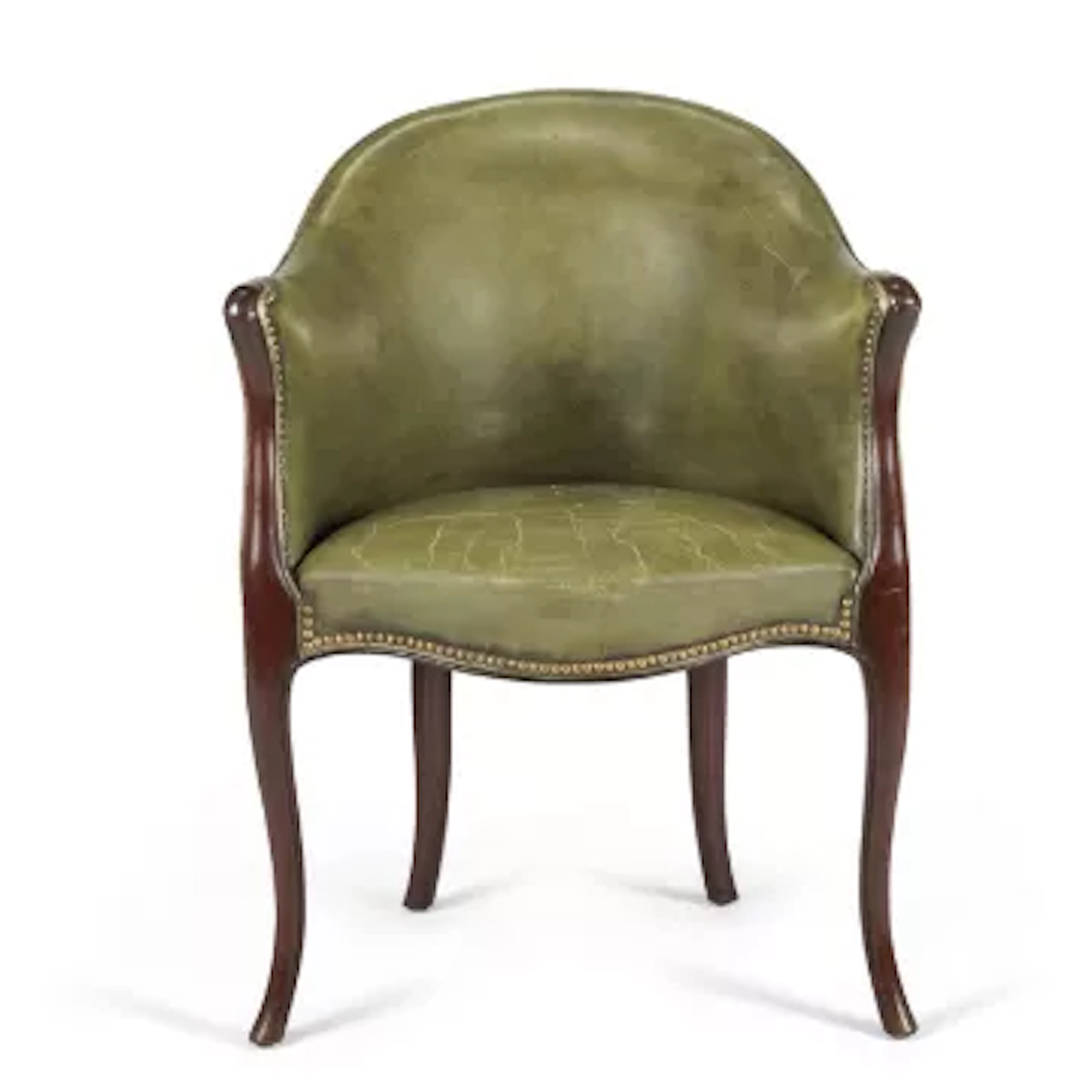 A MAHOGANY LIBRARY DESK CHAIR OF GEORGE III STYLE, ENGLISH, 19TH CENTURY