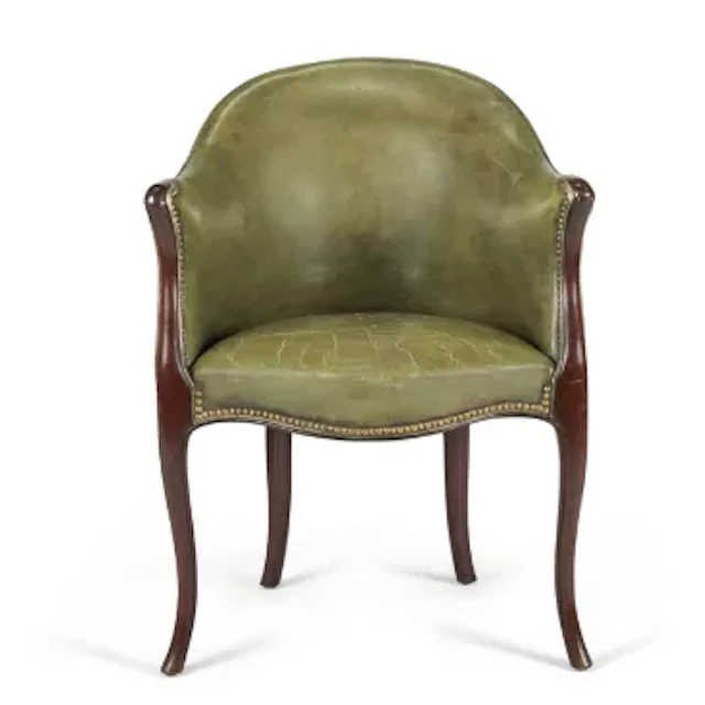 A MAHOGANY LIBRARY DESK CHAIR OF GEORGE III STYLE, ENGLISH, 19TH CENTURY