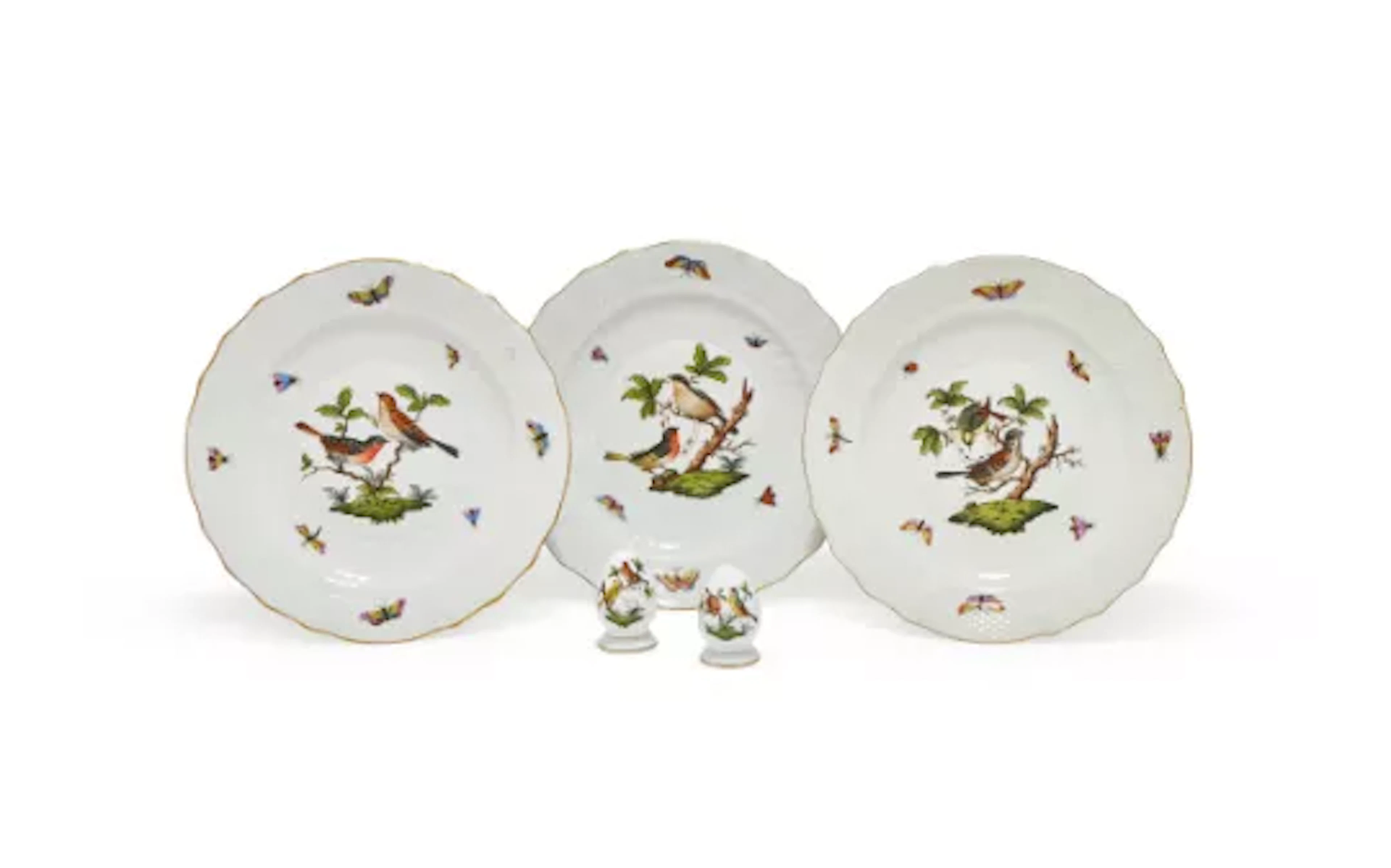 HEREND, ROTHSCHILD BIRDS A SMALL SELECTION OF PORCELAIN DINNER WARES