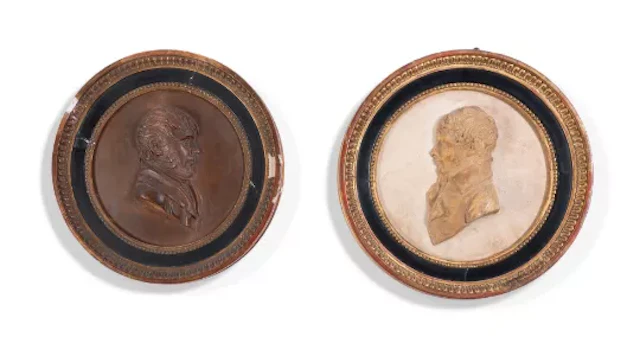 WORKSHOP OF JOSEPH CHINARD, A PAINTED PLASTER PROFILE PORTRAIT OF