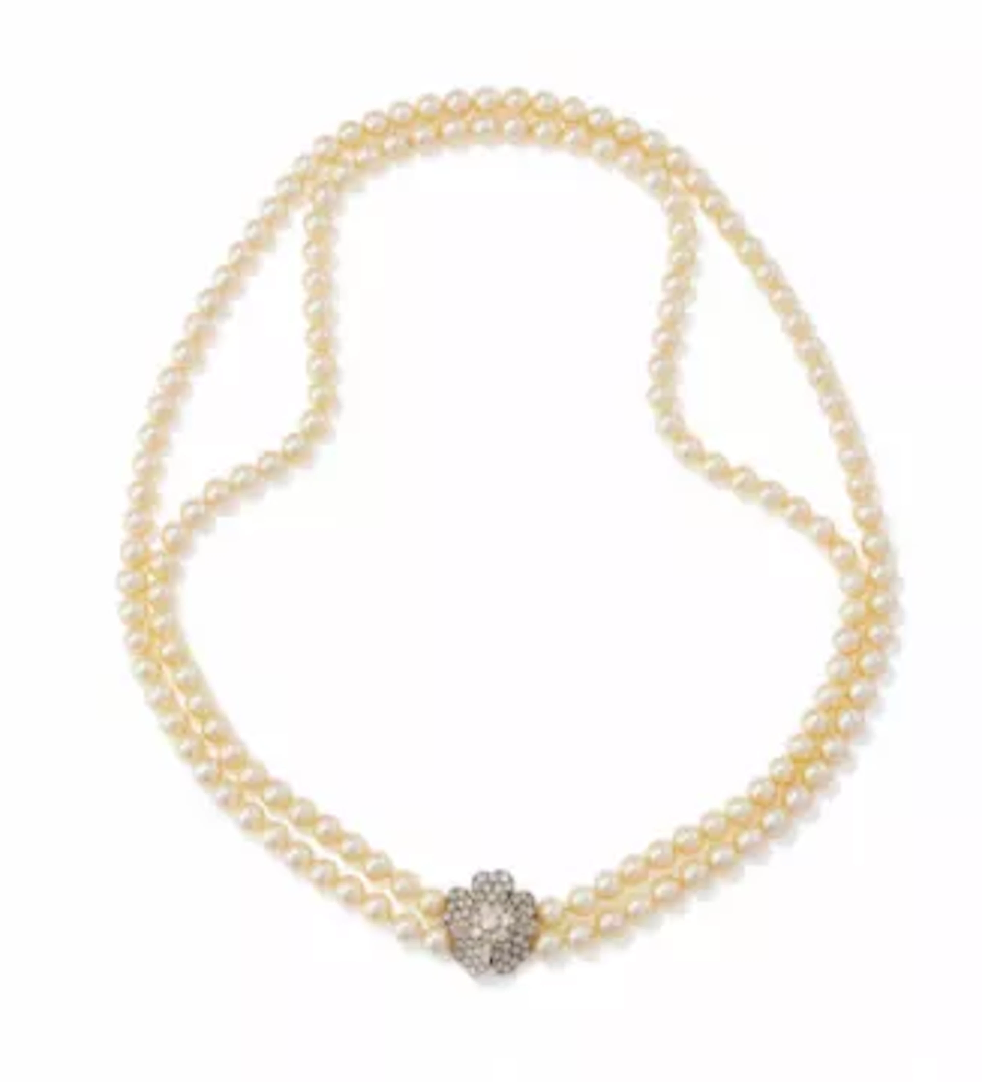 A CULTURED PEARL AND DIAMOND NECKLACE