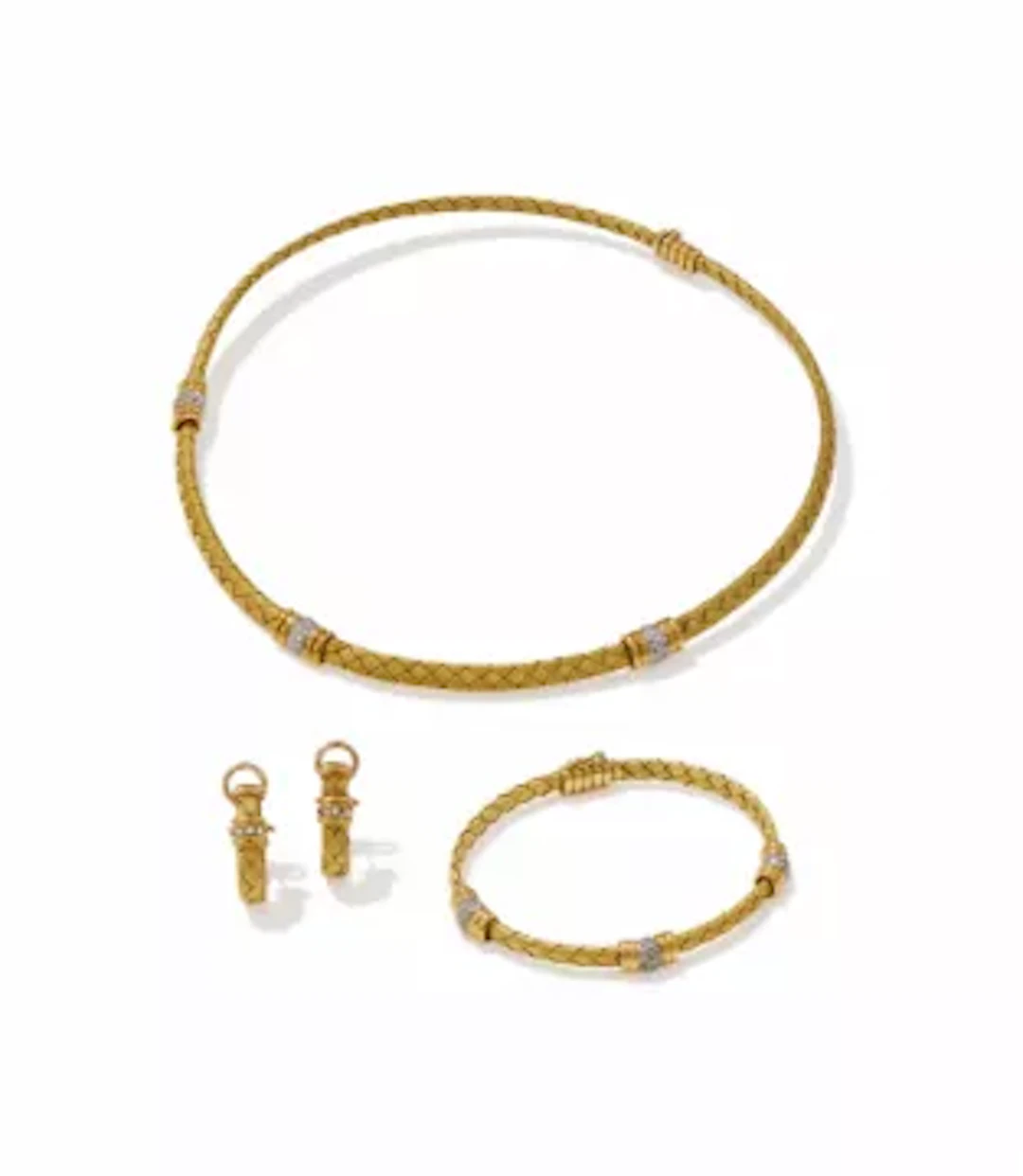A DIAMOND SET NECKLACE, BRACELET AND EARRING SUITE