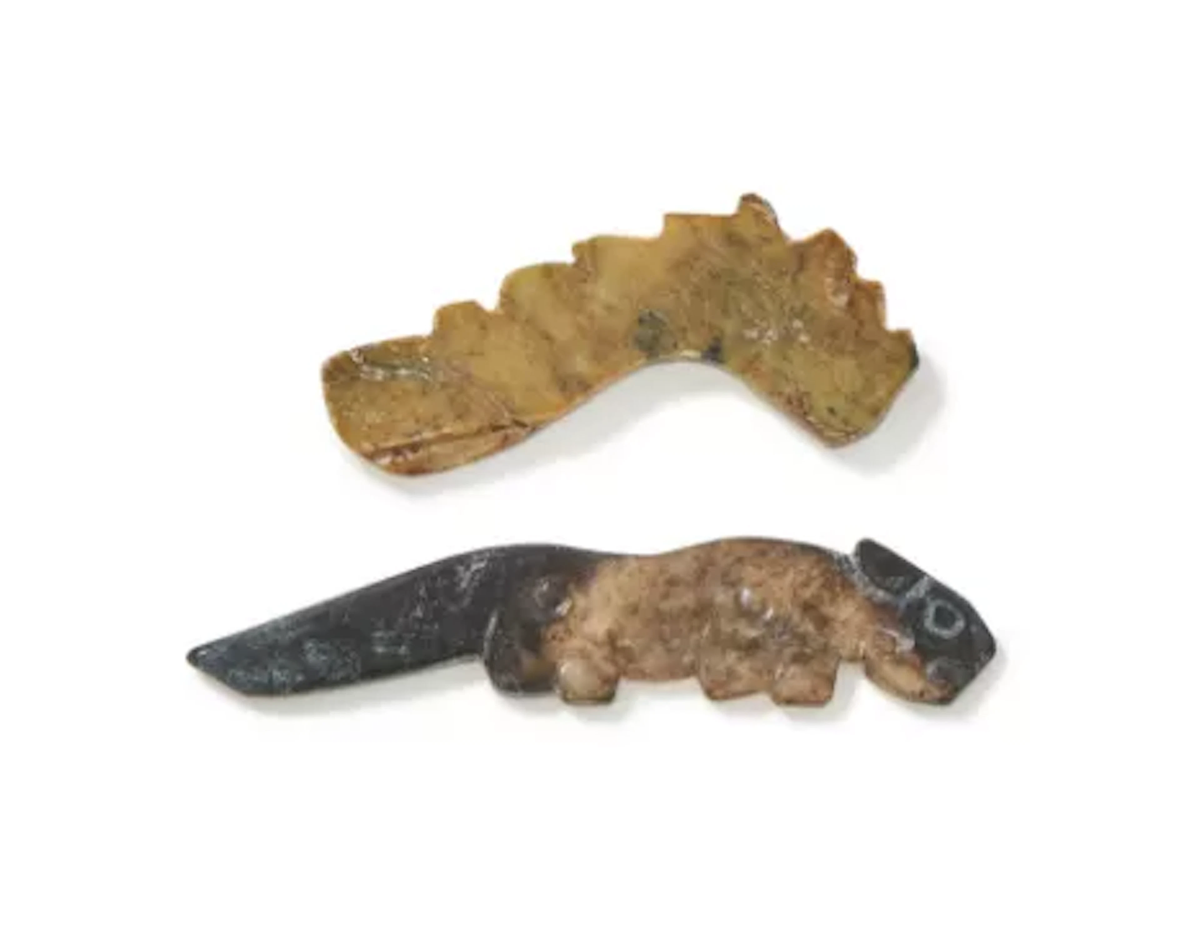 A Chinese jade carved silk worm, Shang Dynasty (1600 BC - 1046 BC)
