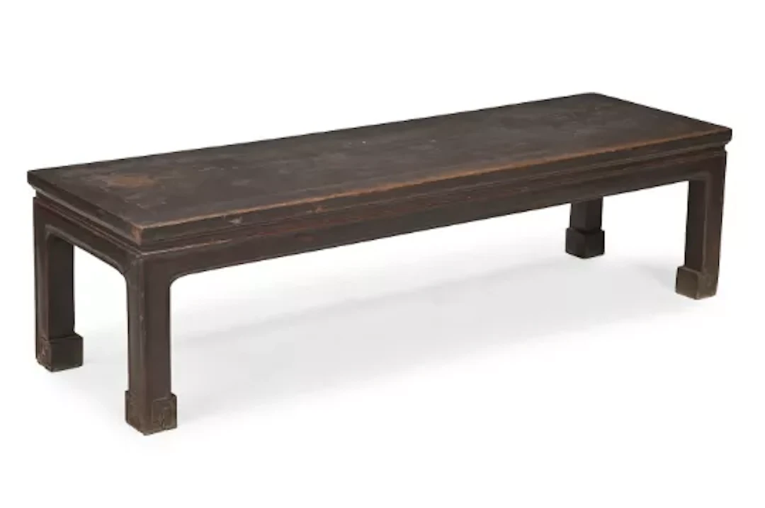 A LACQUERED CHINESE ELM SCHOLAR'S LOW TABLE, SUPPLIED BY ROBERT KIME