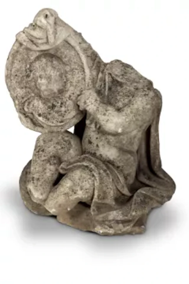 A WHITE MARBLE FRAGMENTARY SCULPTURE, 19TH CENTURY