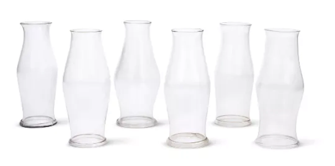 A GROUP OF SIX SIMILAR CLEAR GLASS STORM SHADES, LATE 19TH CENTURY
