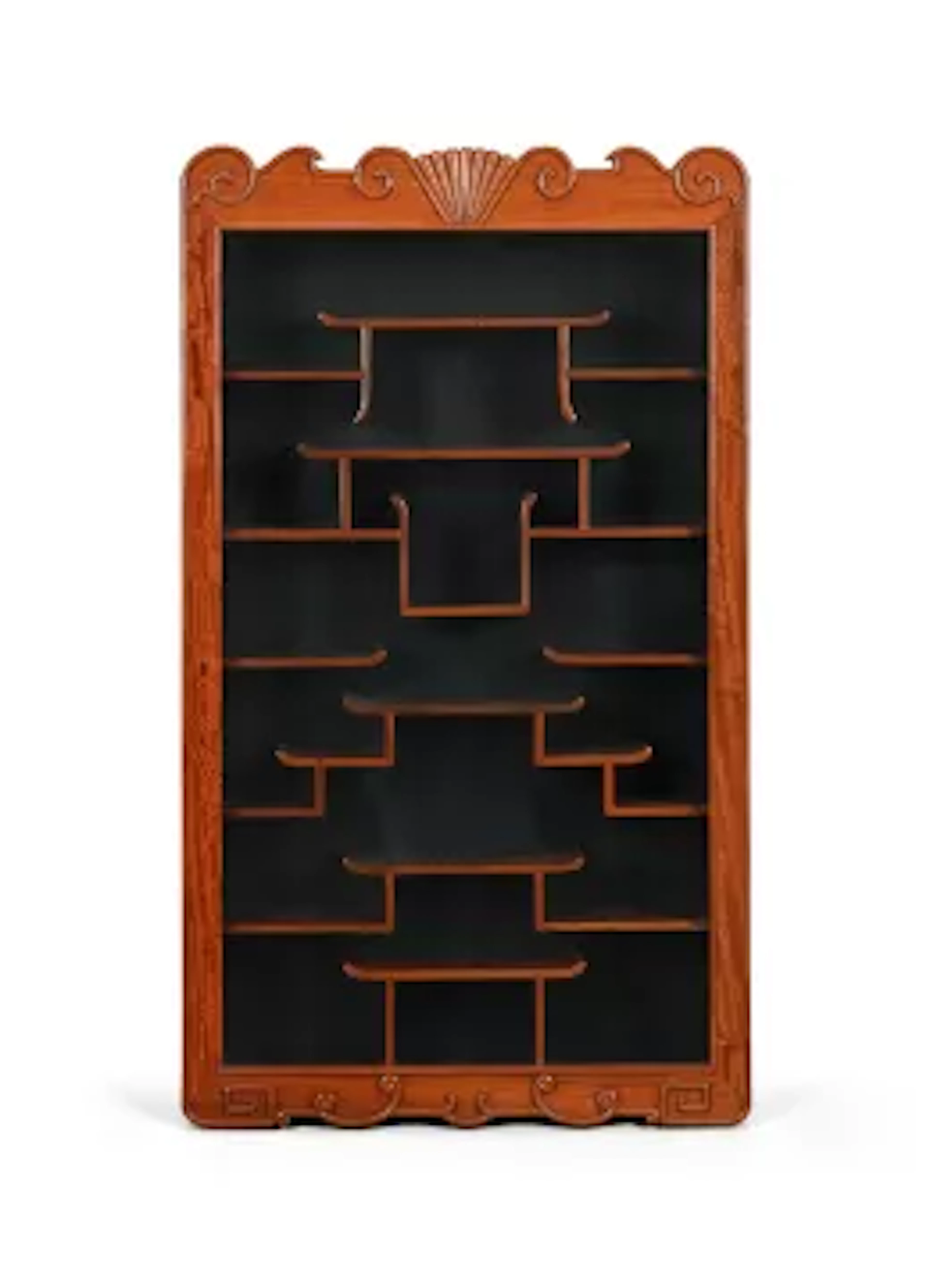 A Chinese wood snuff bottle display cabinet, 20th century